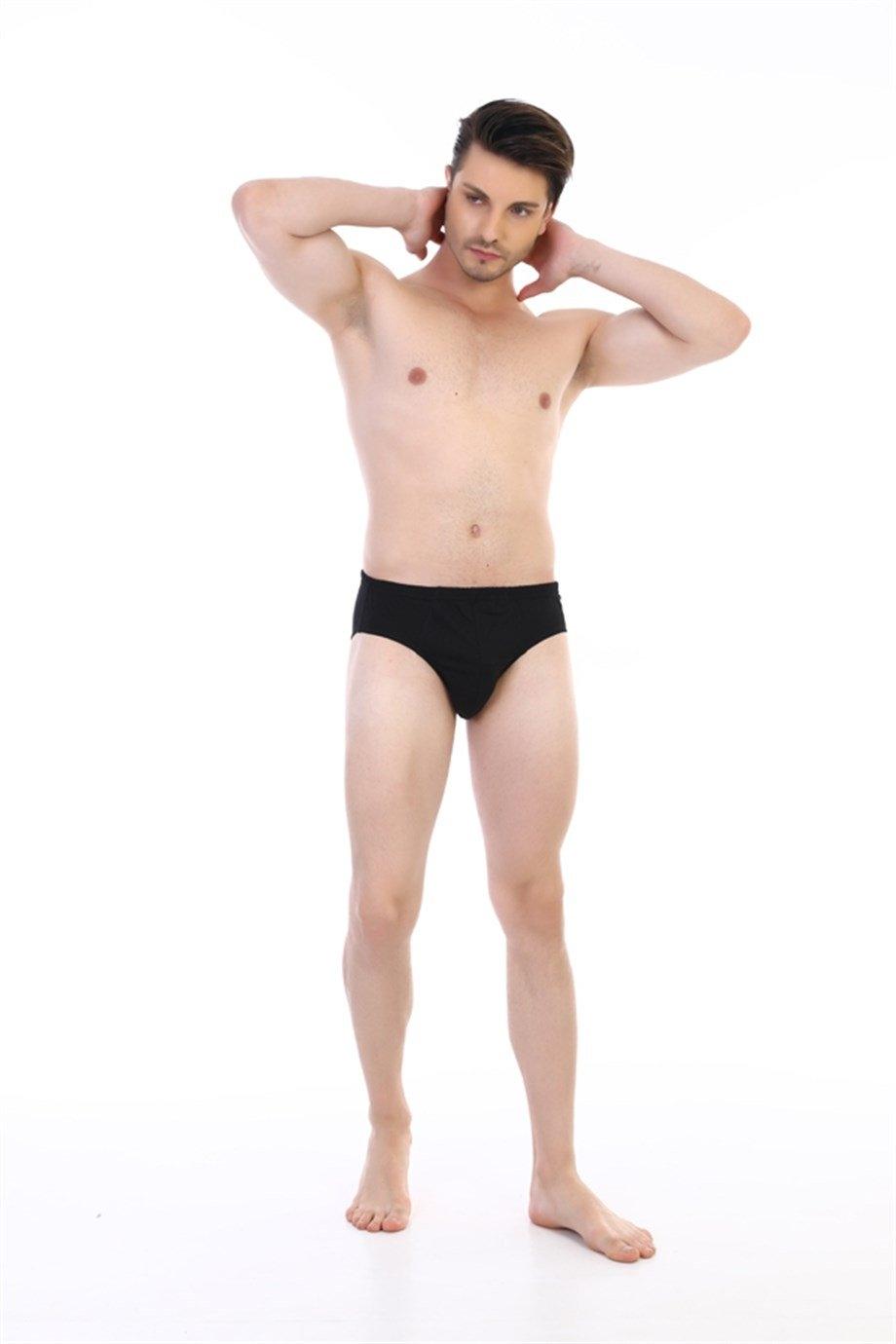 Pamuklu Yüksek Bel Erkek Slip Çift Kaplan 741 - Siyah