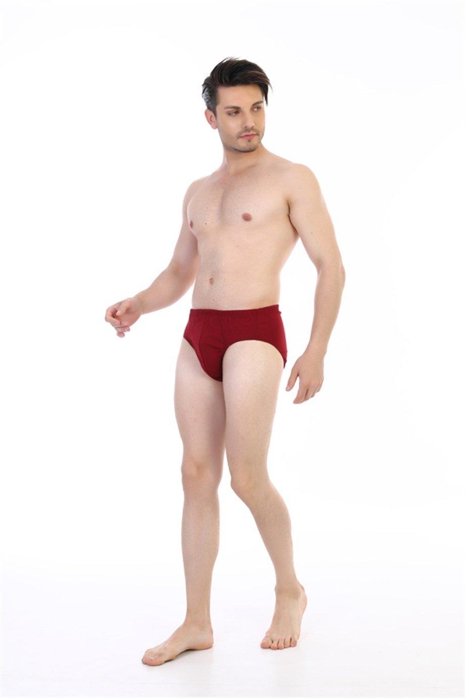 Pamuklu Yüksek Bel Erkek Slip Çift Kaplan 741 - Bordo