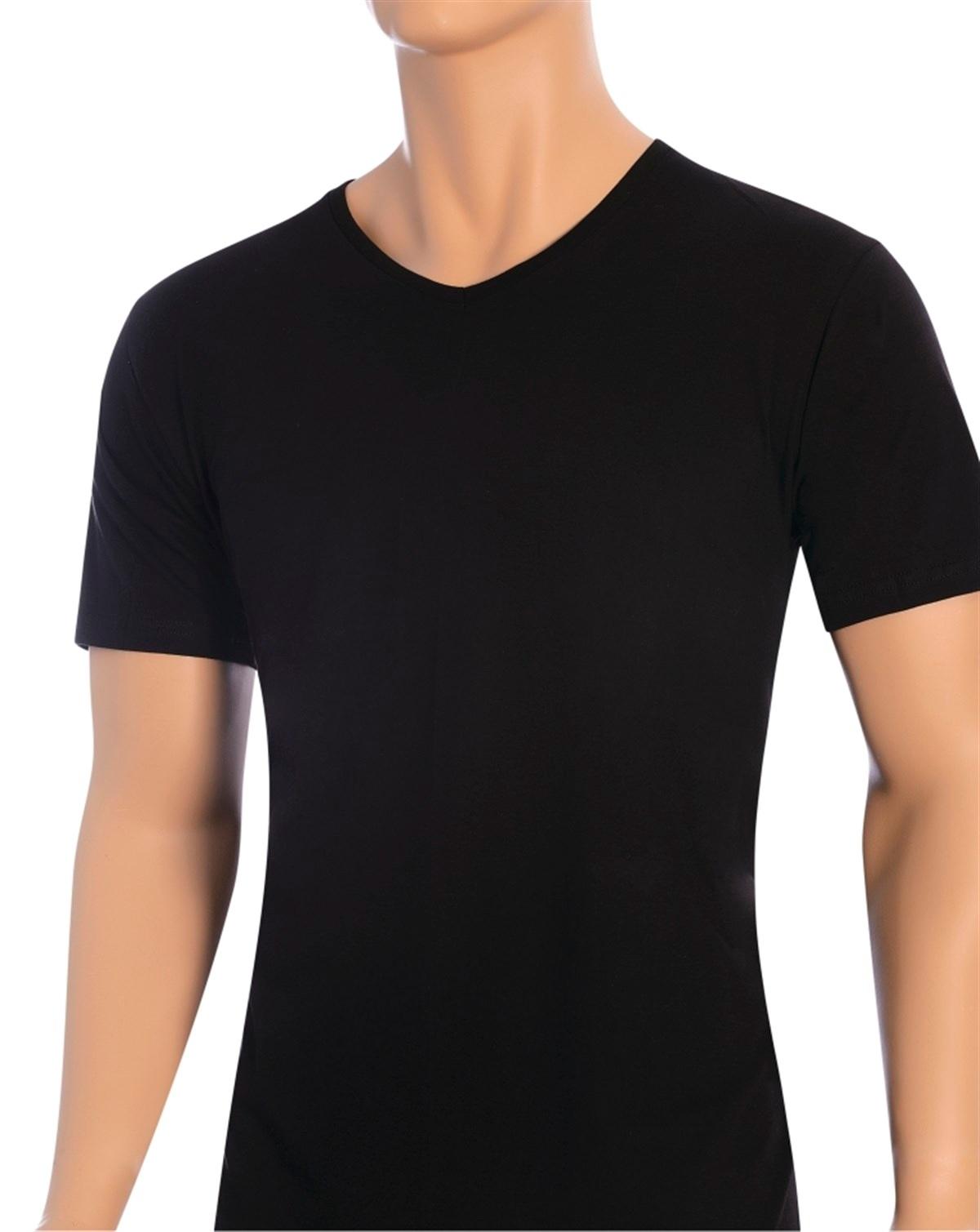 Yumuşak Modal V Yaka Erkek Atlet Öts 1623 - Siyah