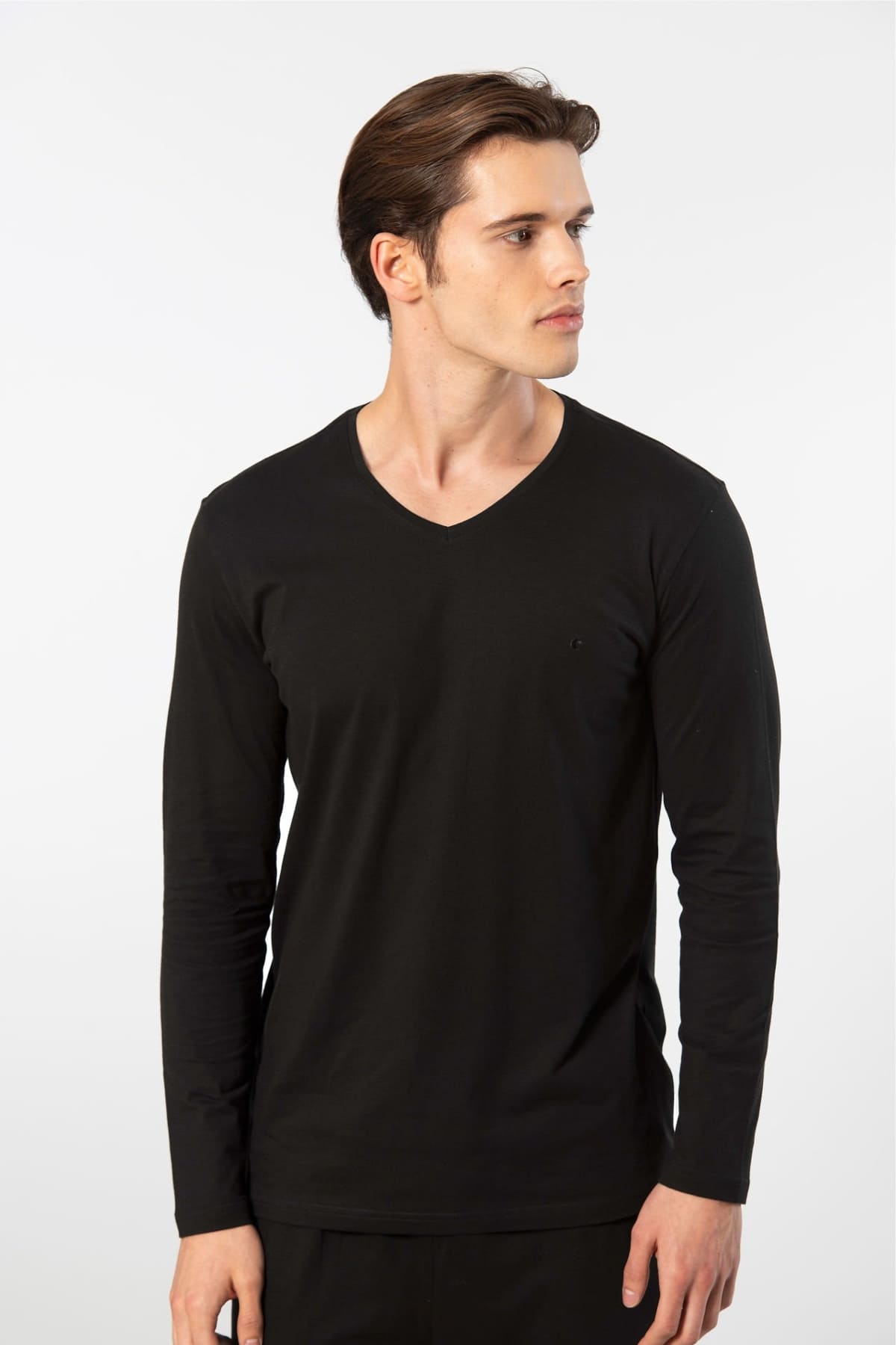 Modal Pamuklu Uzun Kollu Pijama Takımı Cacharel 2237 - Siyah