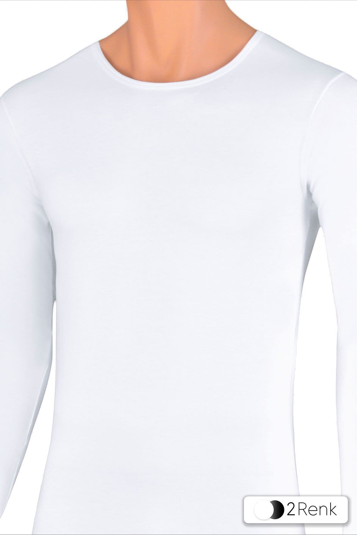 Likralı Pamuklu Uzun Kollu T-shirt Öts 1884 - Beyaz