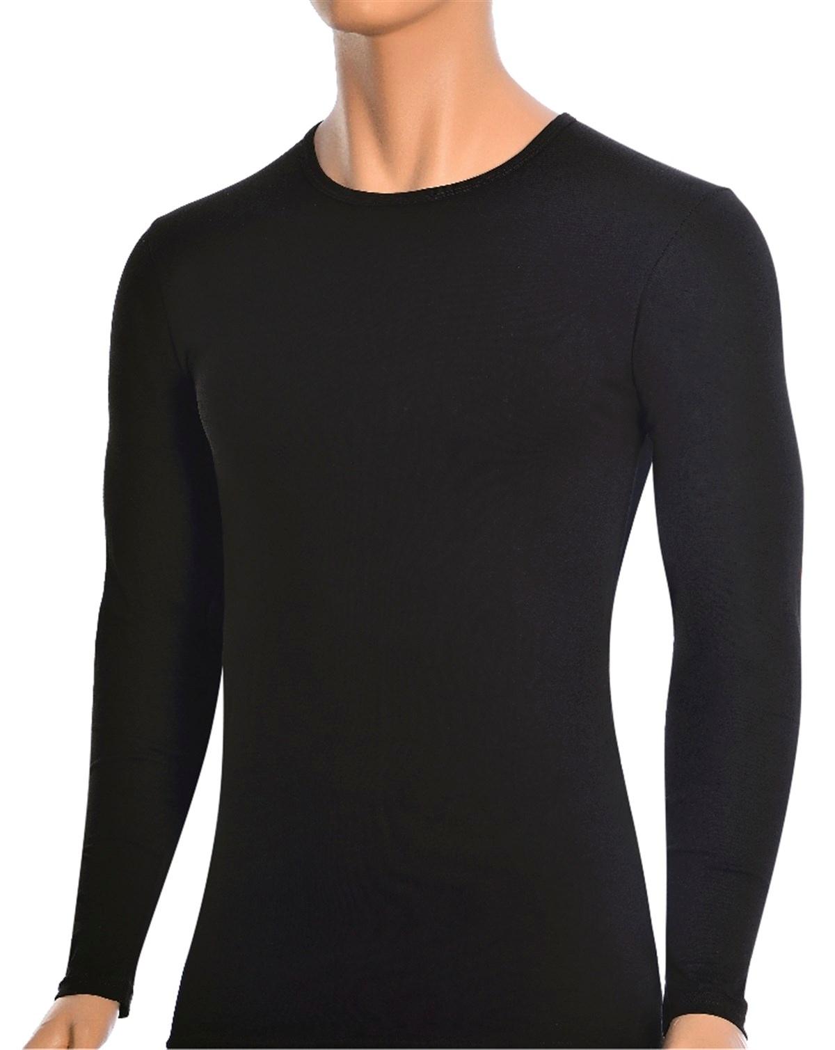 Likralı Pamuklu Uzun Kollu T-shirt Öts 1884 - Siyah