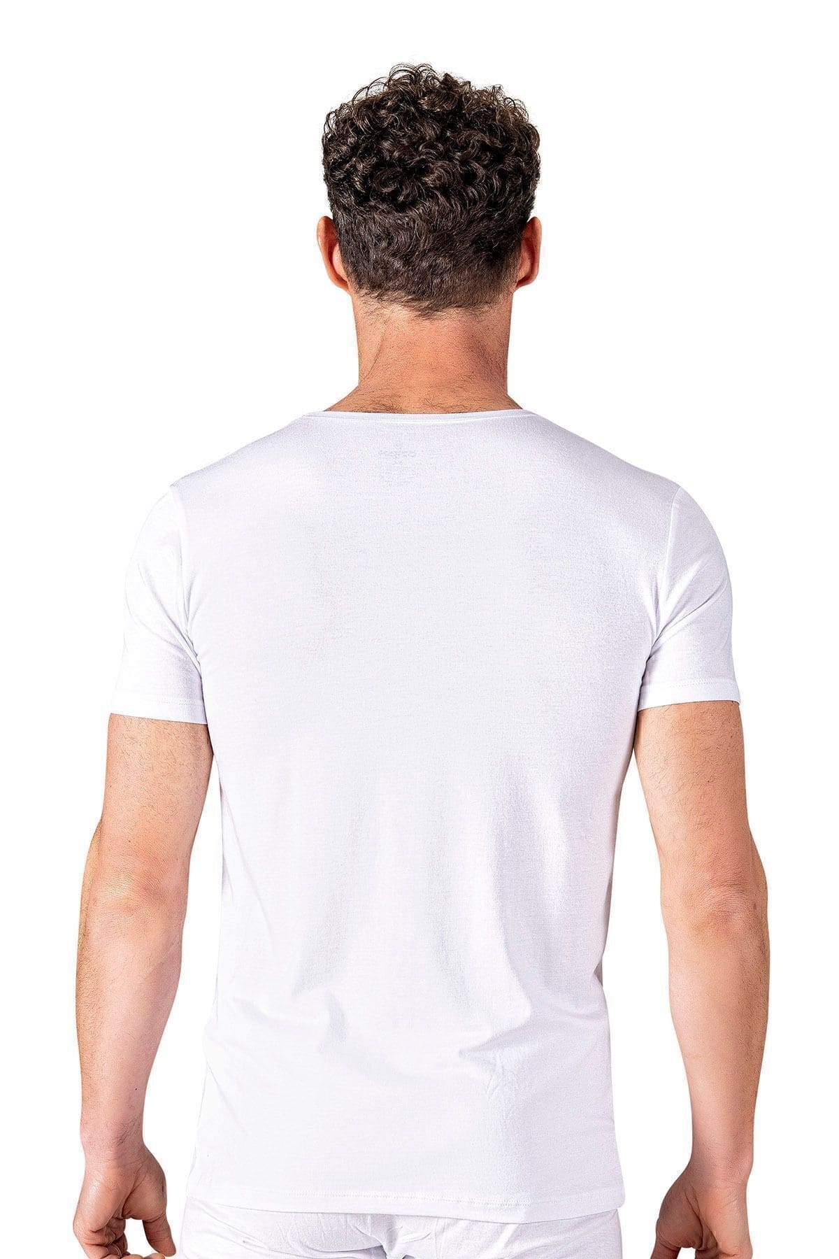 Pamuklu Modal Esnek Kısa Kollu T-Shirt Fanila Özkan 11143 - Beyaz