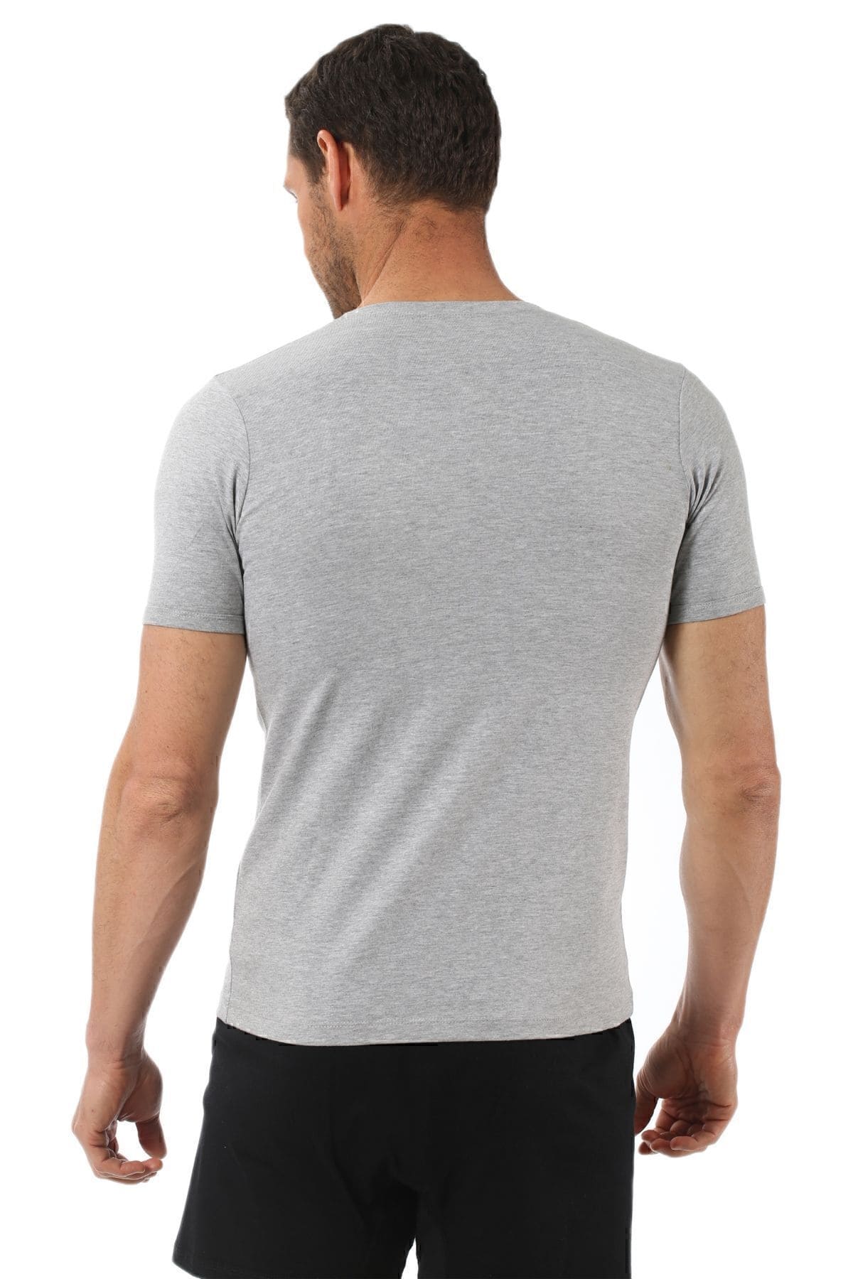 Pamuklu Yarım Kol V Yaka T-Shirt Erkek Atlet Özkan 0273 - Gri