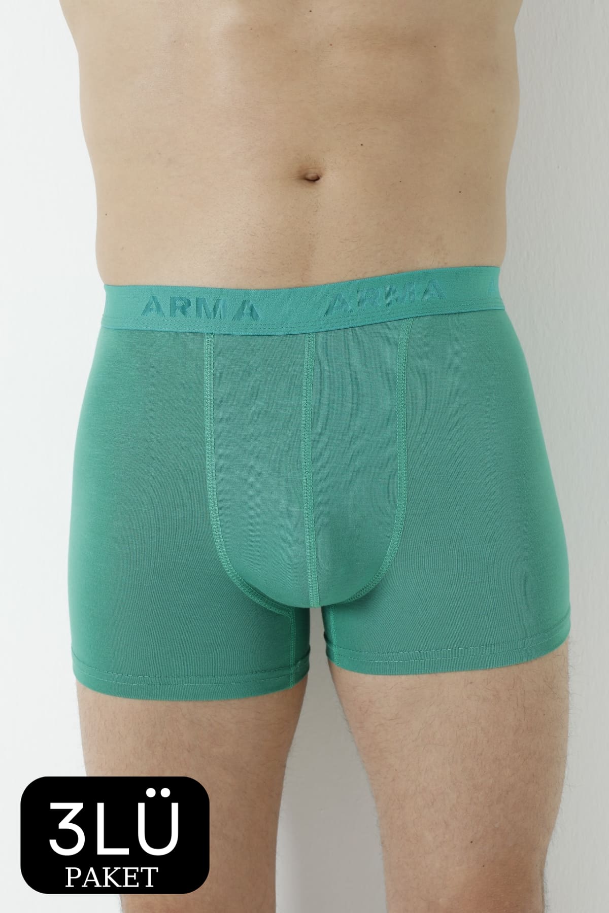 Bambu Kumaşlı Esnek Bel Boxer 3'lü Paket Arma Yıldız 1172 - Yeşil