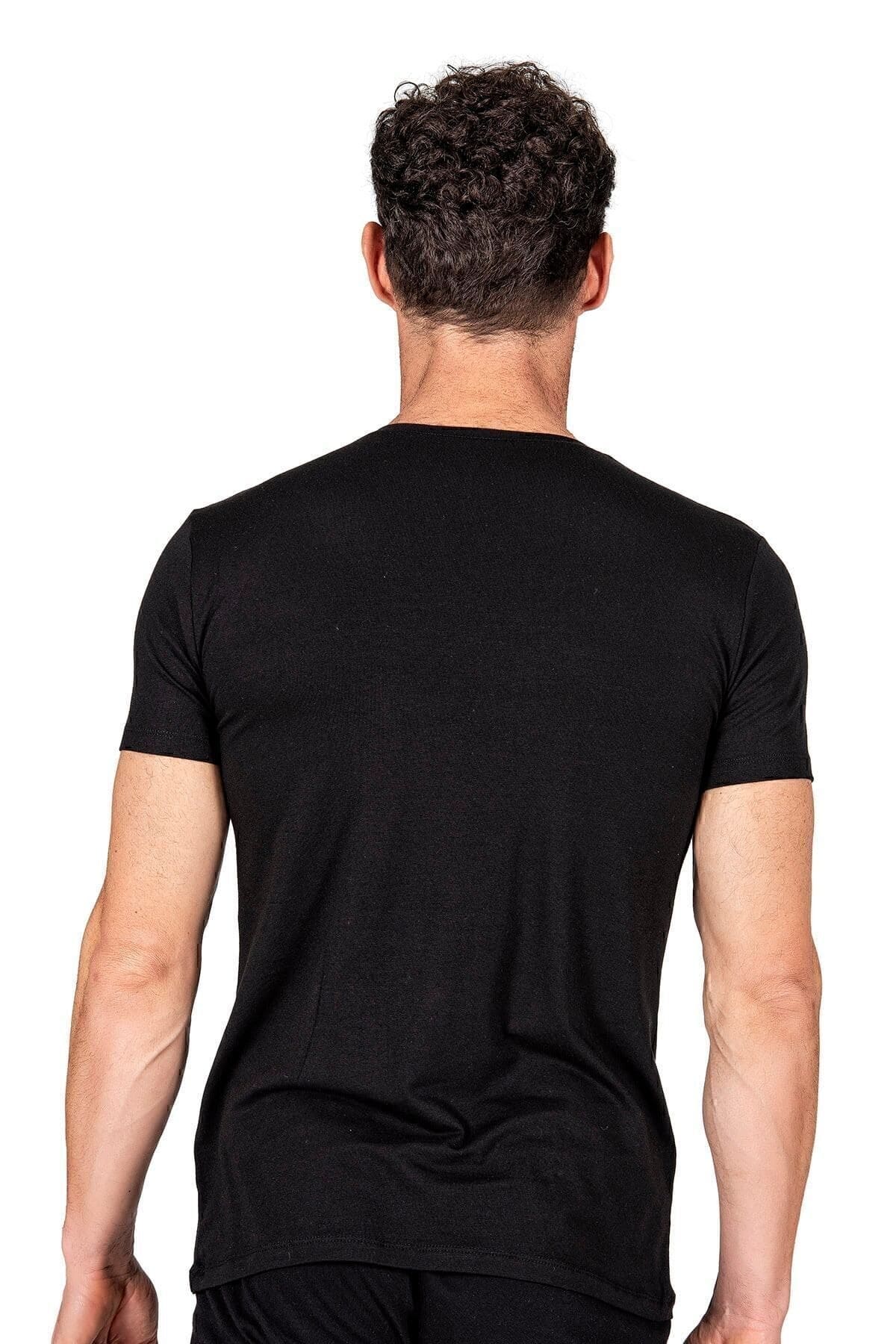Pamuklu Modal Elastan Yarım Kol T-Shirt Fanila Özkan 11144 - Siyah