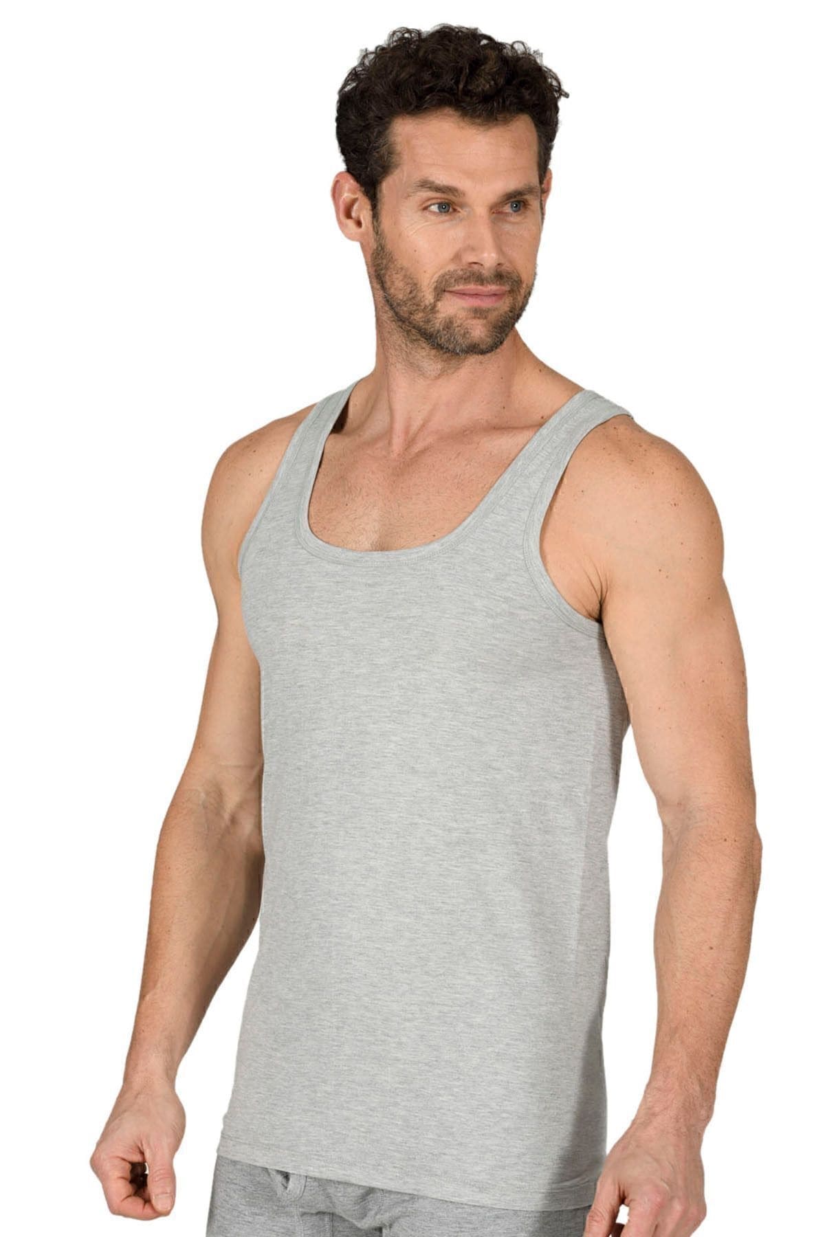 Pamuklu Esnek Kalın Askılı Erkek Atlet Özkan 11407 - Gri