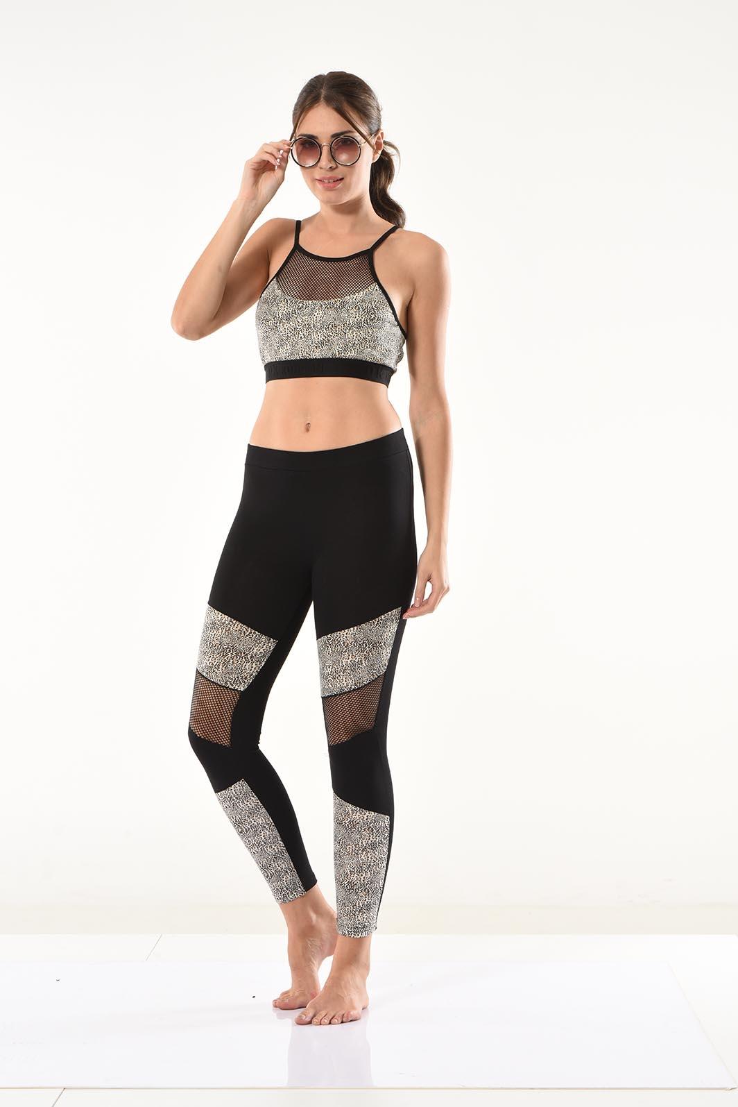 Derya Kurşun Fileli Yüksek Bel Tayt Takım Derya 532