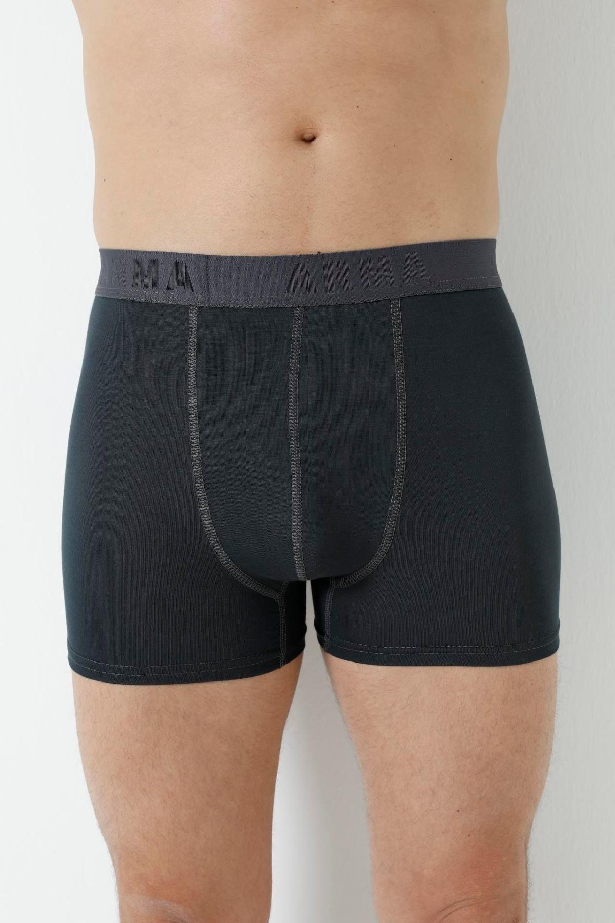 Füme Bambu Erkek Boxer 3'lü Paket Arma Yıldız 1172 - Füme