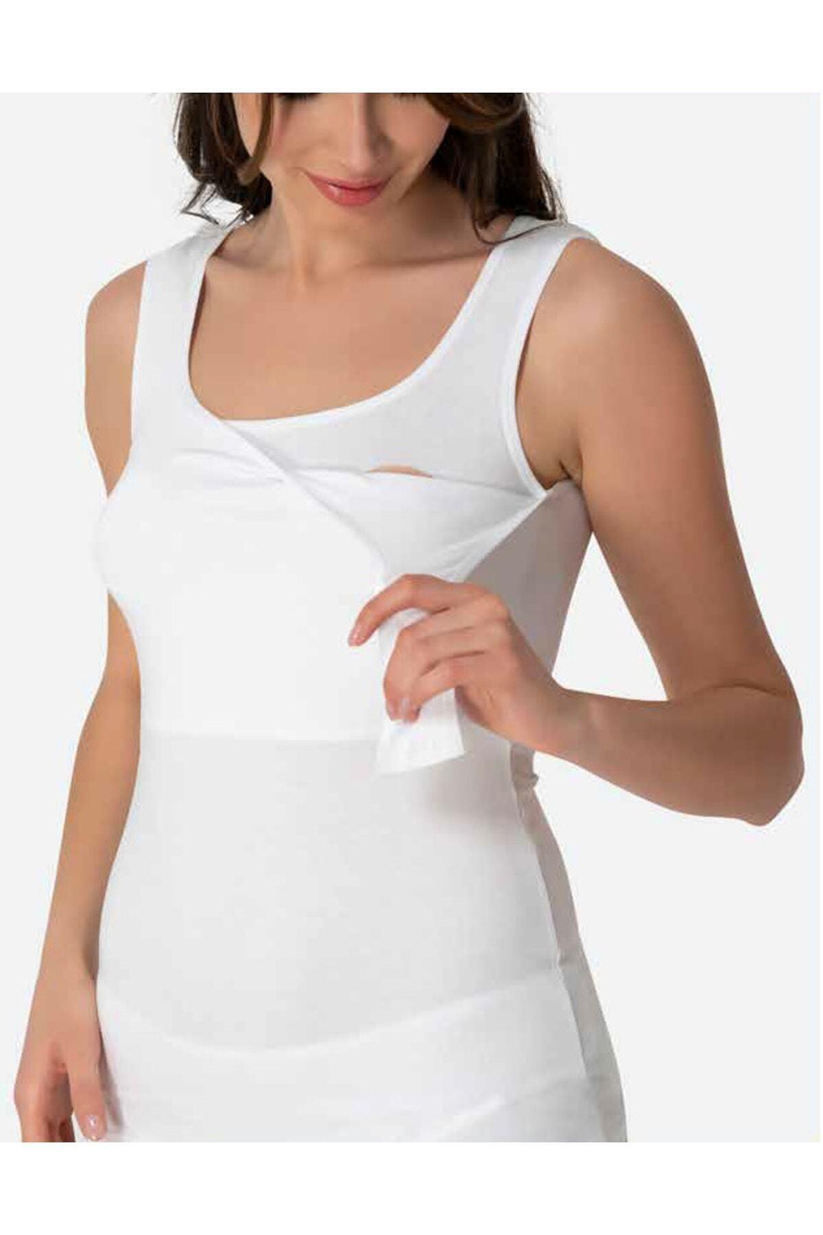 Çift Katmanlı Modal Emzirme Atleti İMER 1269 - Beyaz