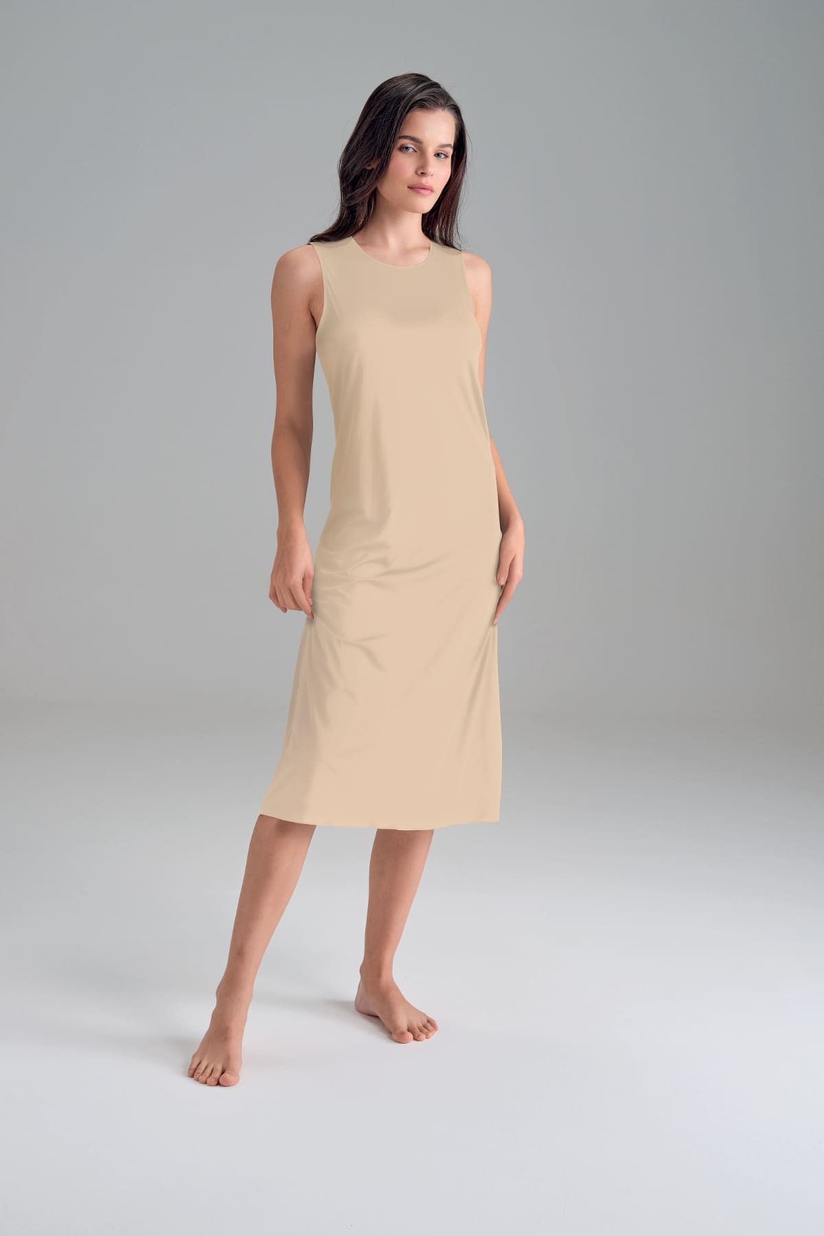 Geniş Askılı Polyamid Maxi Boy Kadın Kombinezon Doreanse 11125 - Ten