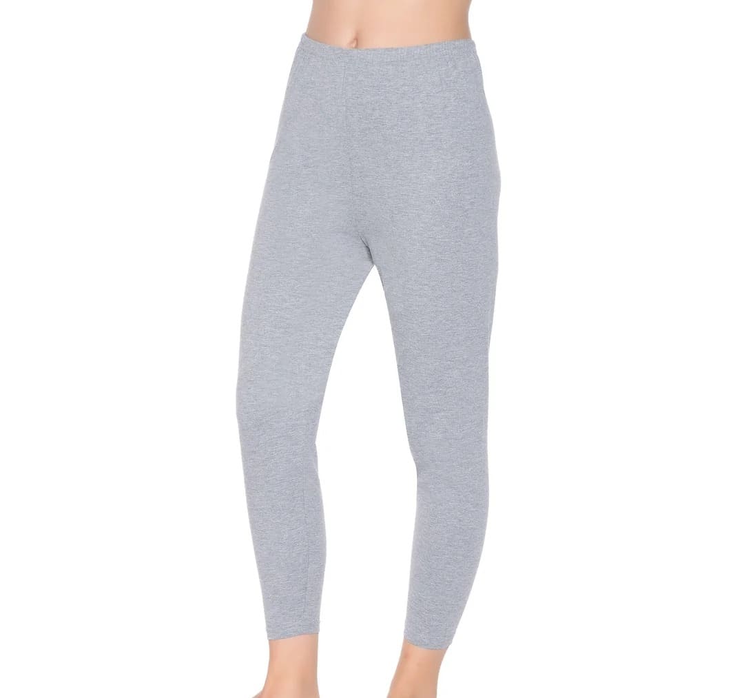 Likralı Yüksek Bel Uzun Tayt Bej Yıldız 3637 - Gri