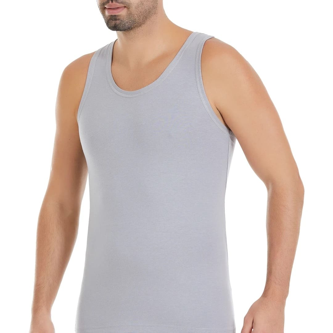 Modal Pamuklu 3'lü Paket Erkek Atlet Yıldız 77 - Gri