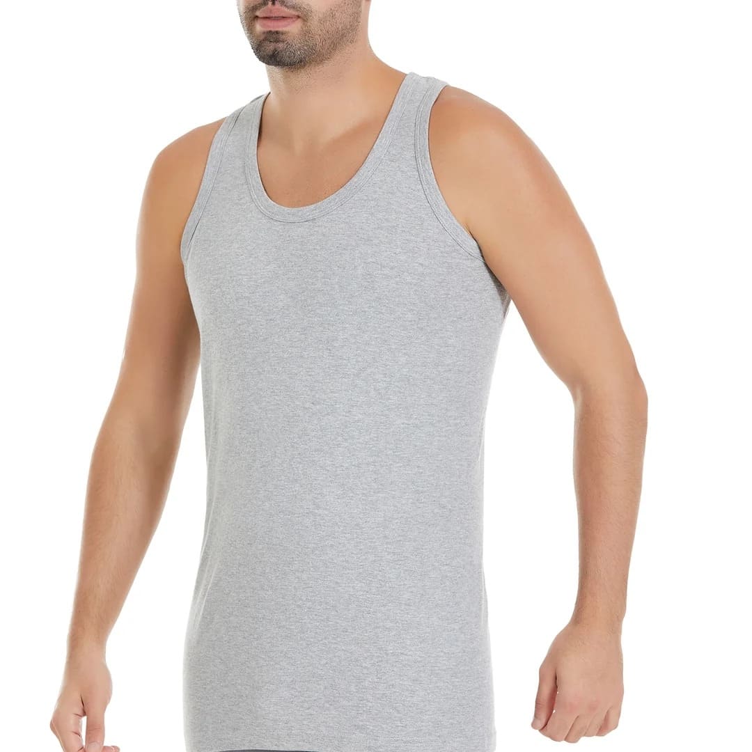 Pamuklu Ribana Kesim Erkek Atlet Gri Yıldız 19 - Gri