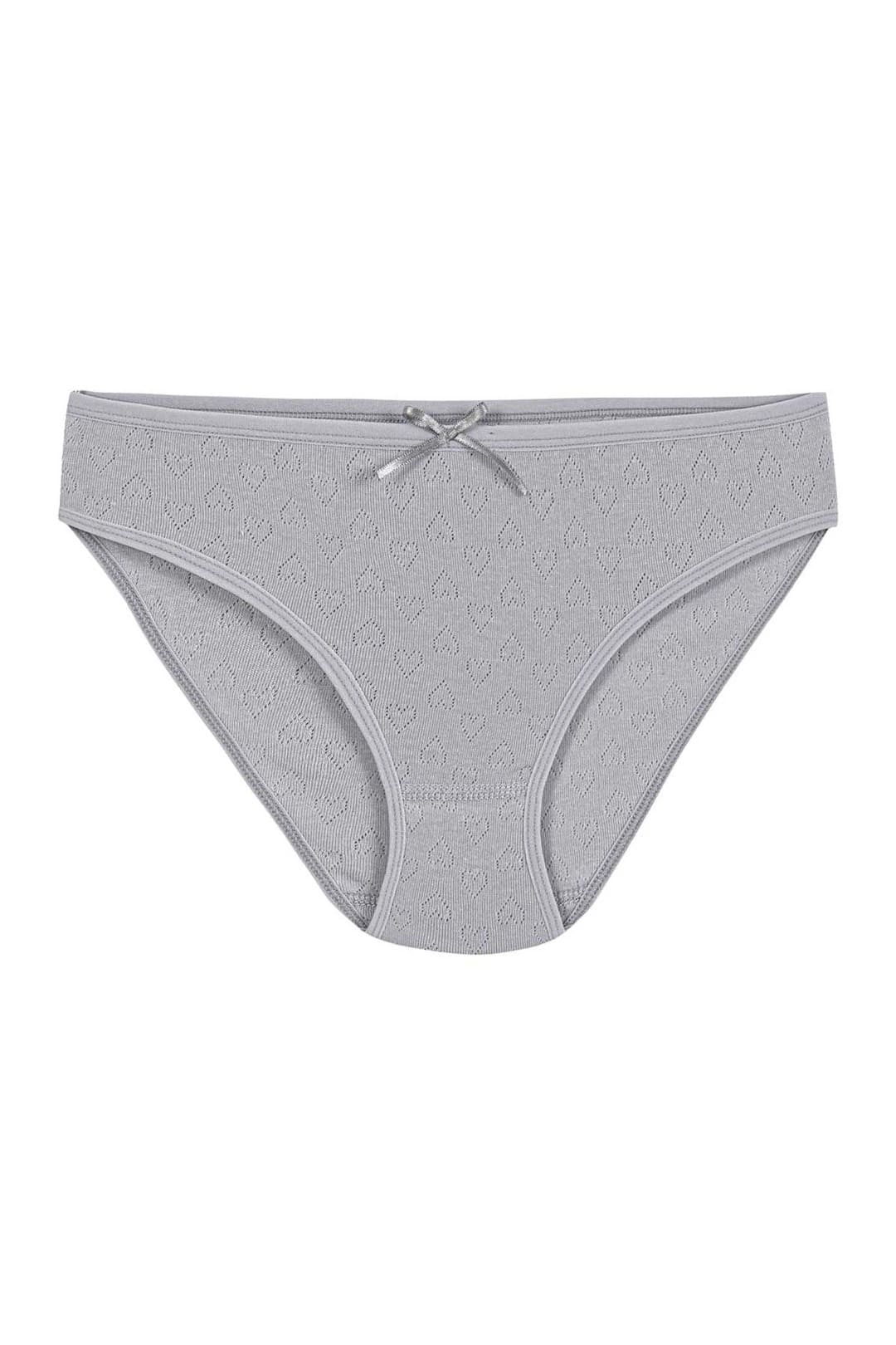 Yüksek Bel Pamuklu Bikini Külot Gri Yıldız 3574 - Gri