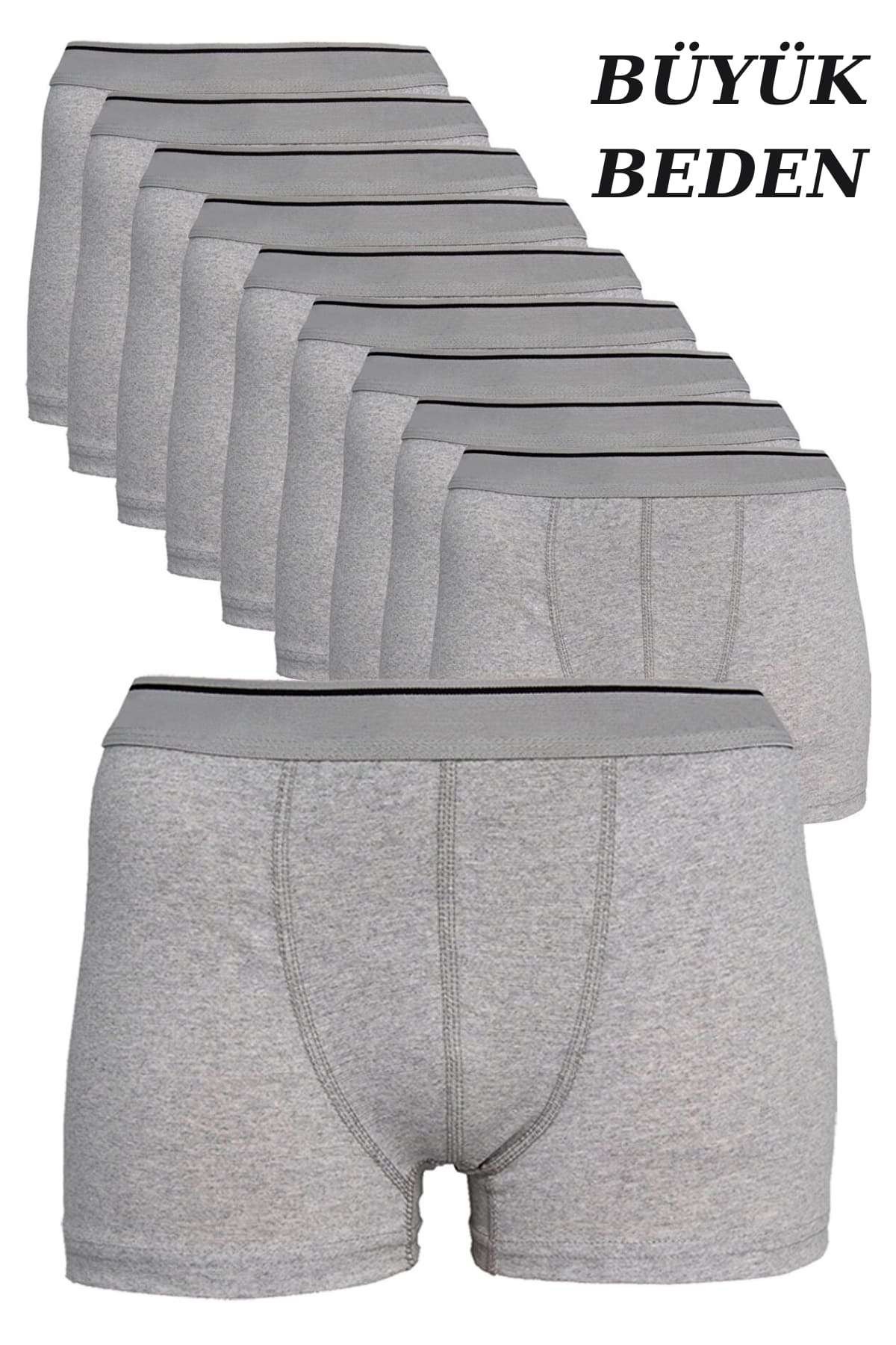 Pamuklu Esnek Bel Lastiği Gri Boxer Arma Yıldız 9177 - Gri