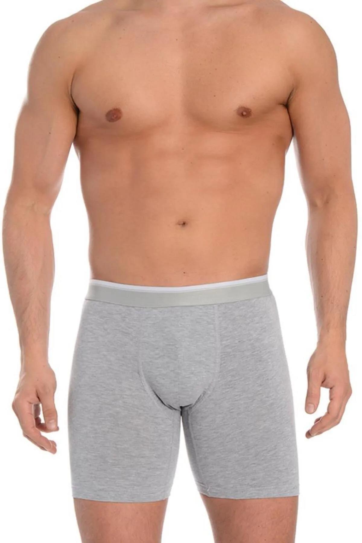 Gri Likralı Uzun Boxer Pamuklu Arma Yıldız 1173 - Gri