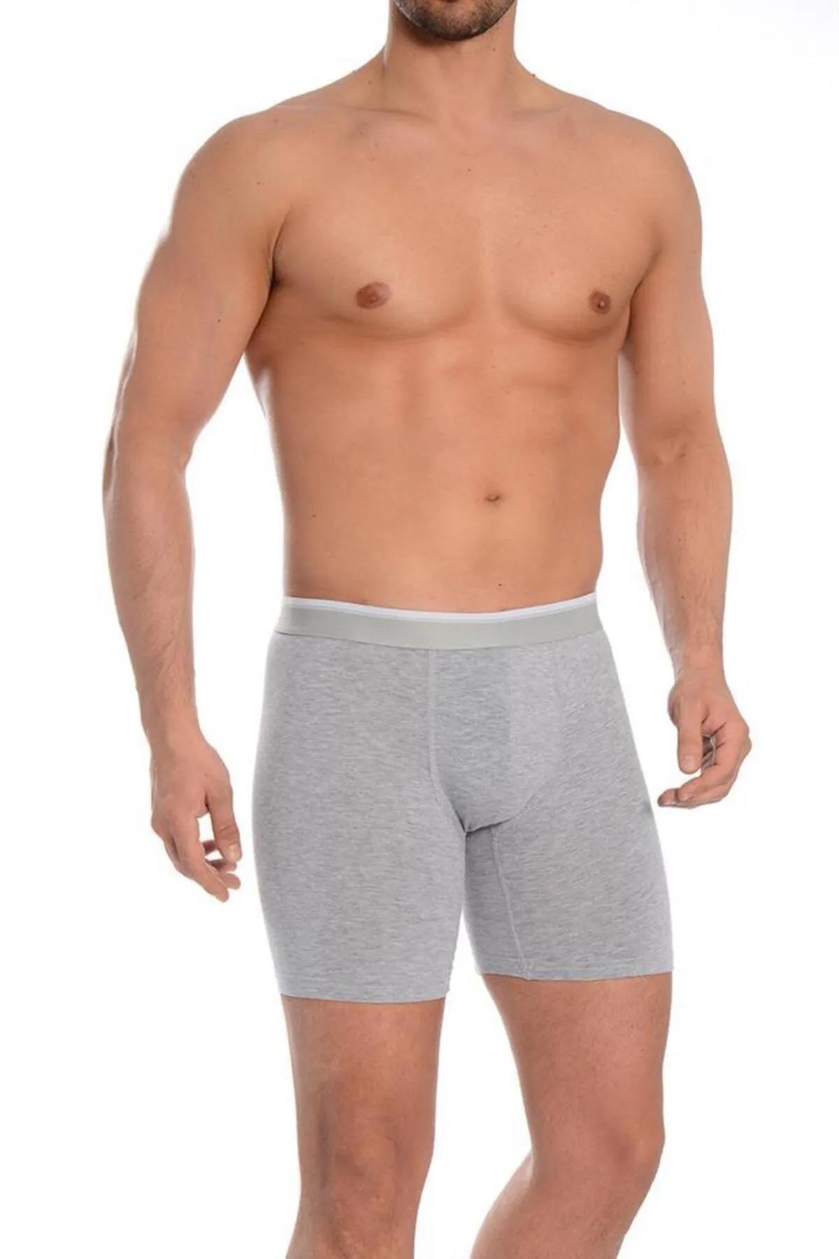 Gri Likralı Uzun Boxer Pamuklu Arma Yıldız 1173 - Gri