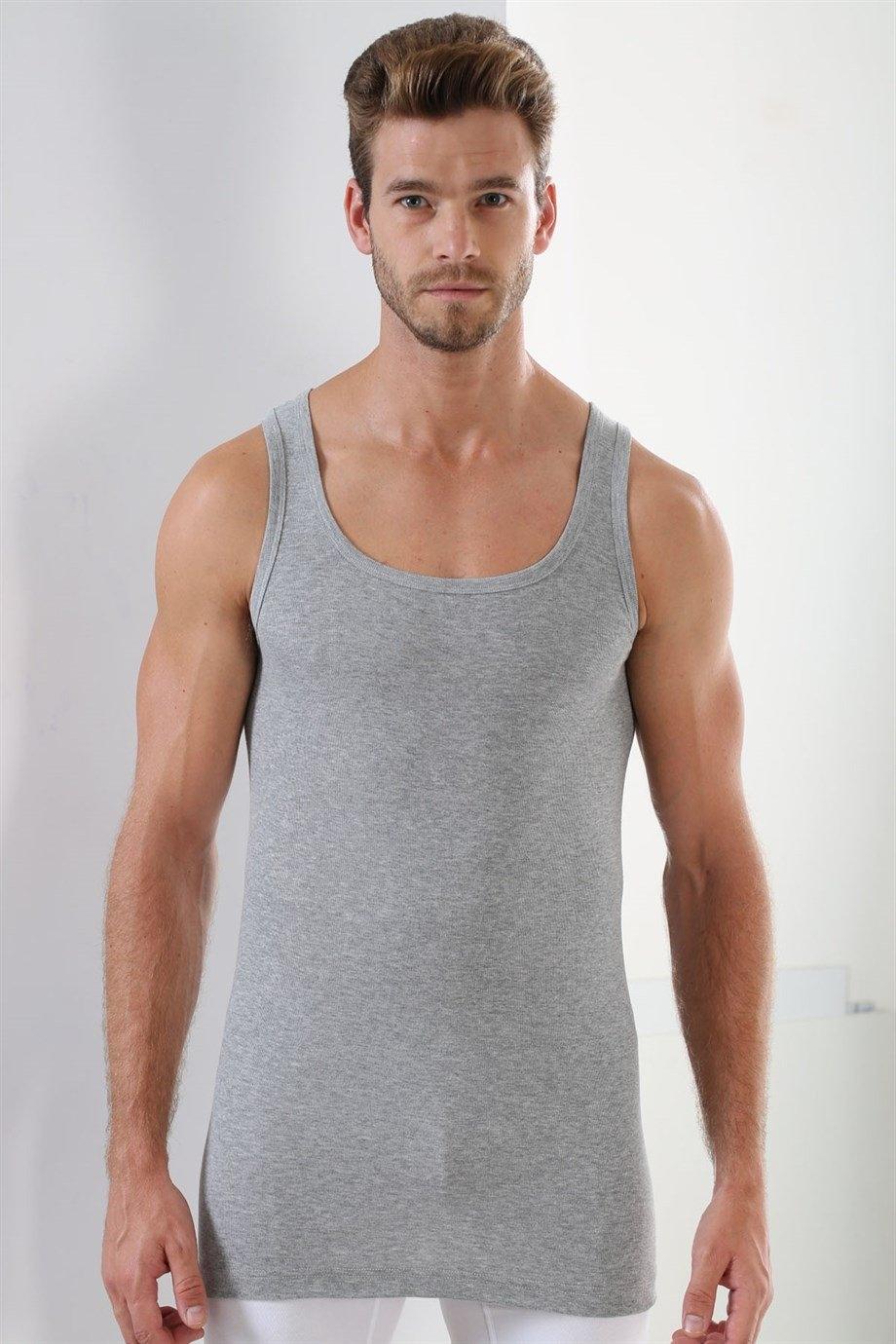 Ribana Kesim Gri Pamuklu Erkek Atlet Arma Yıldız 1008 - Gri