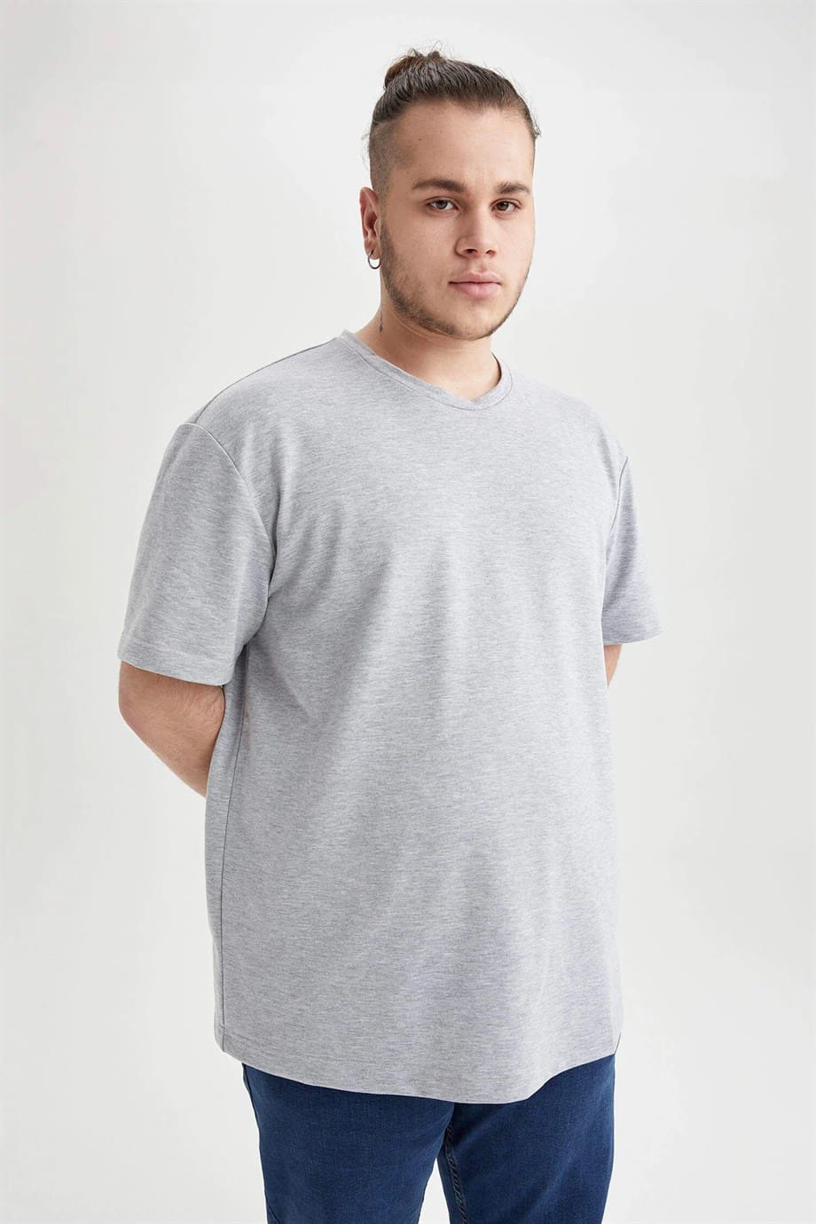 Gri Pamuk O Yaka Büyük Beden Atlet Arma Yıldız 1161 - Gri