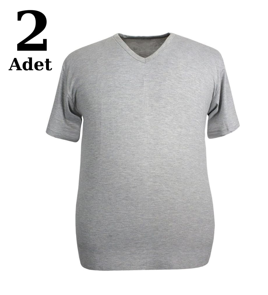 Gri Pamuk Penye Süprem V Yaka Büyük Beden Atlet Arma Yıldız 1160 - Gri