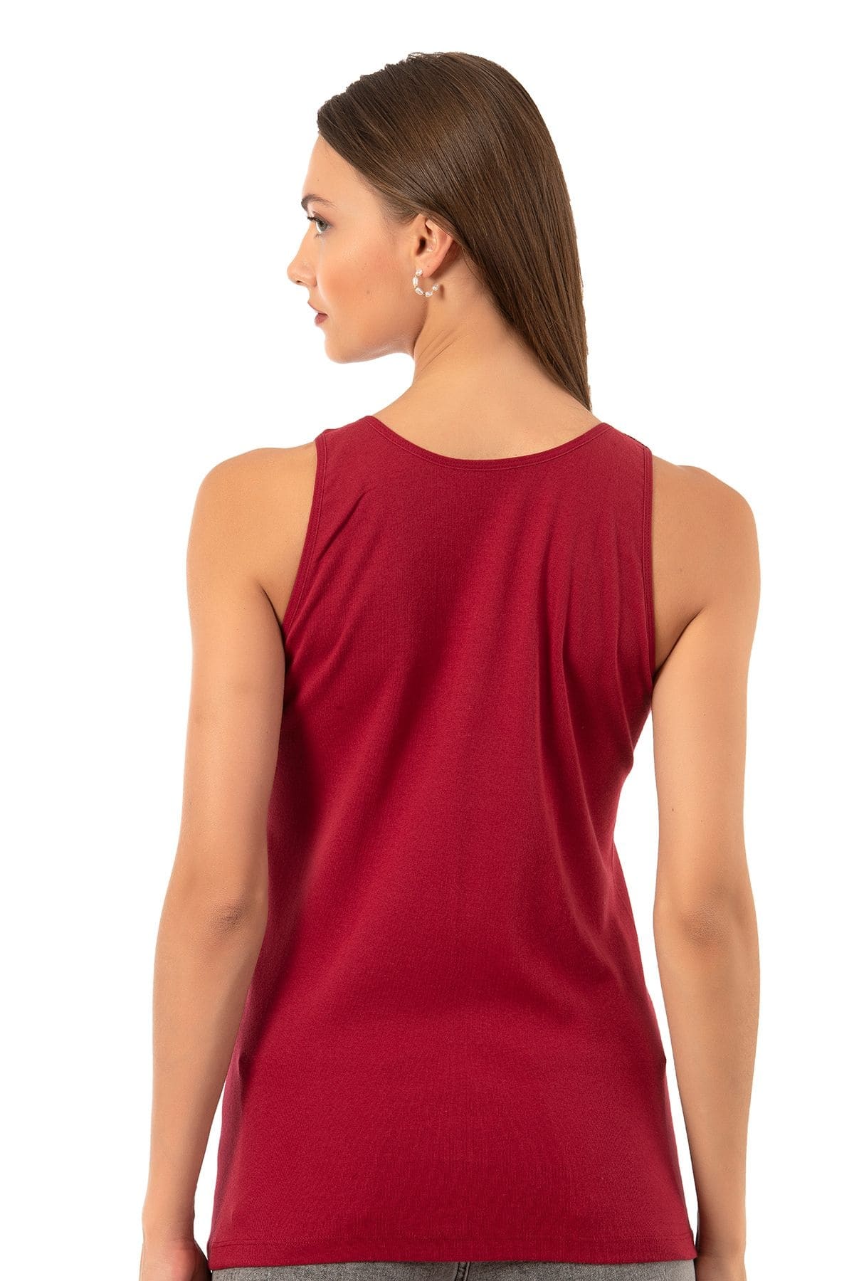 Pamuklu Ribana Dantelli Atlet Özkan 2001 - Bordo