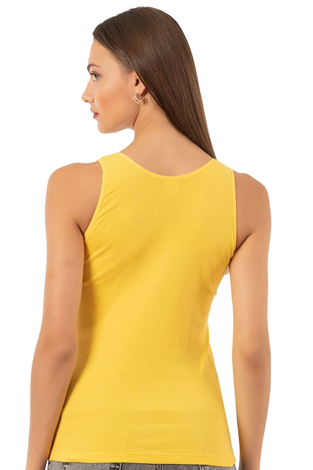 Pamuklu Ribana Dantelli Atlet Özkan 2001 - Sarı