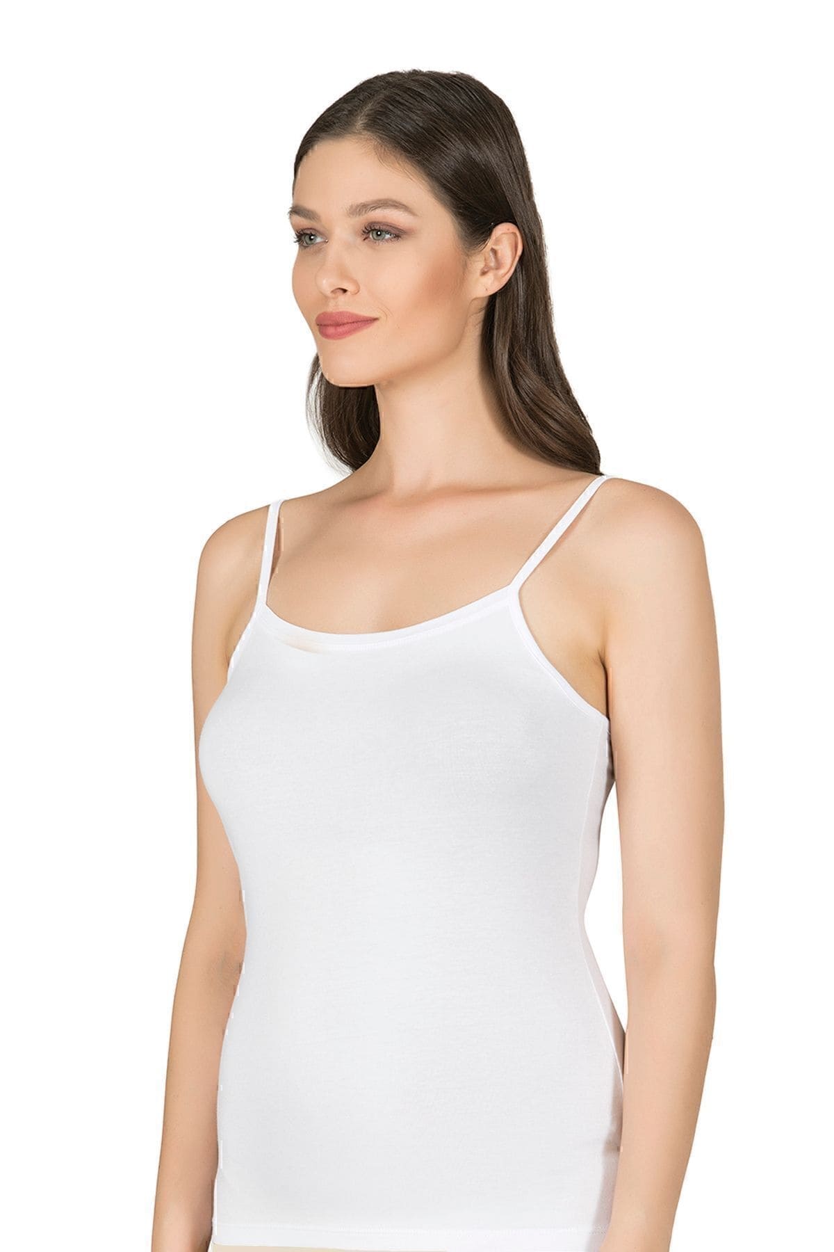 Pamuklu Modal Esnek İp Askılı Kadın Atlet Özkan 24264 - Beyaz