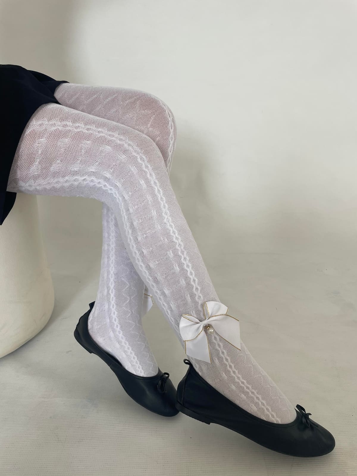 Pamuklu Kaydırmaz Tabanlı Çocuk Külotlu Çorap Daymod 2112035 - Beyaz