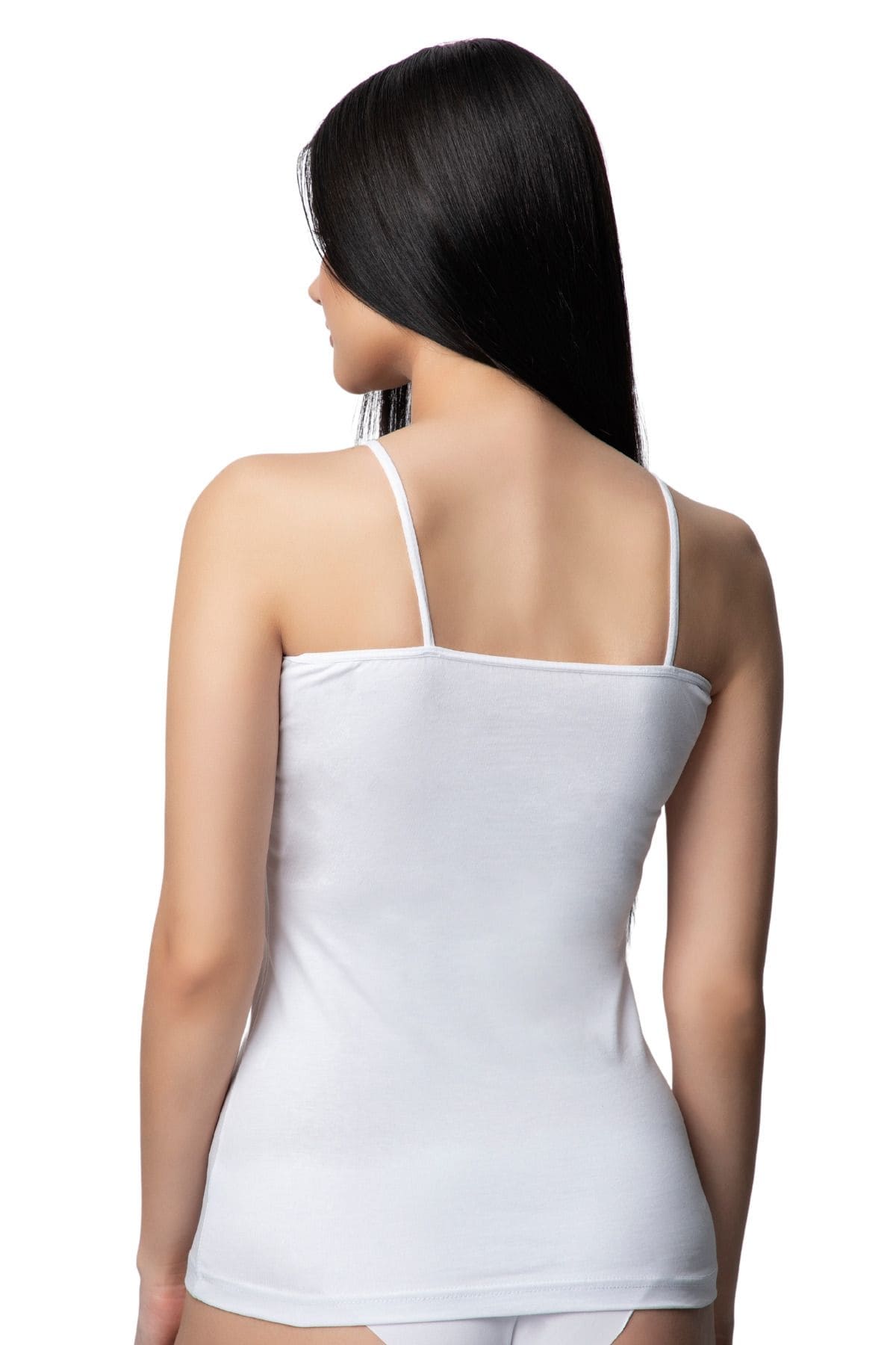 Pamuklu Esnek İp Askılı Kadın Atlet Donex 3350 - Beyaz