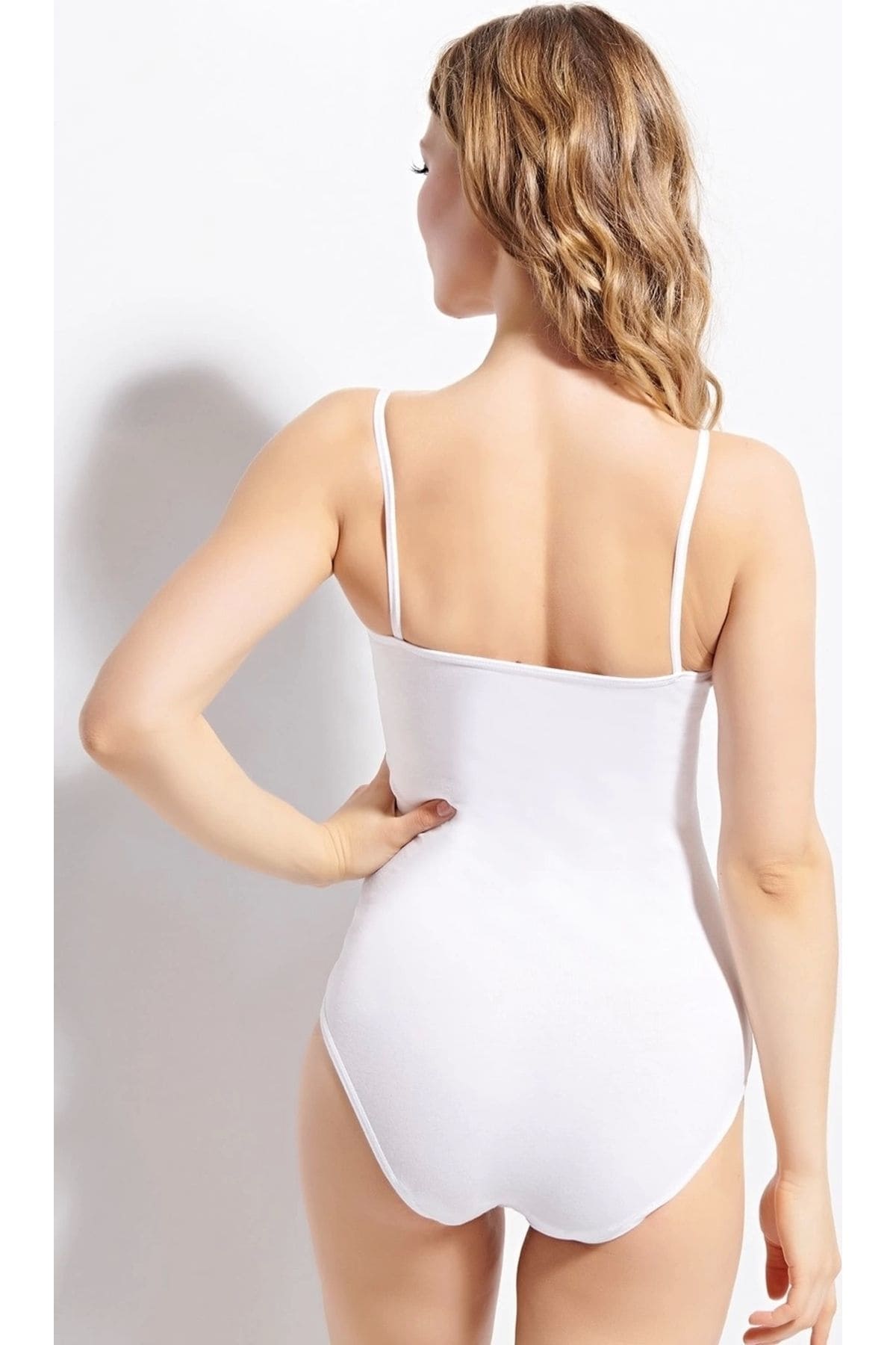 Pamuklu Esnek İp Askılı Atlet Kolcu 2501 - Beyaz