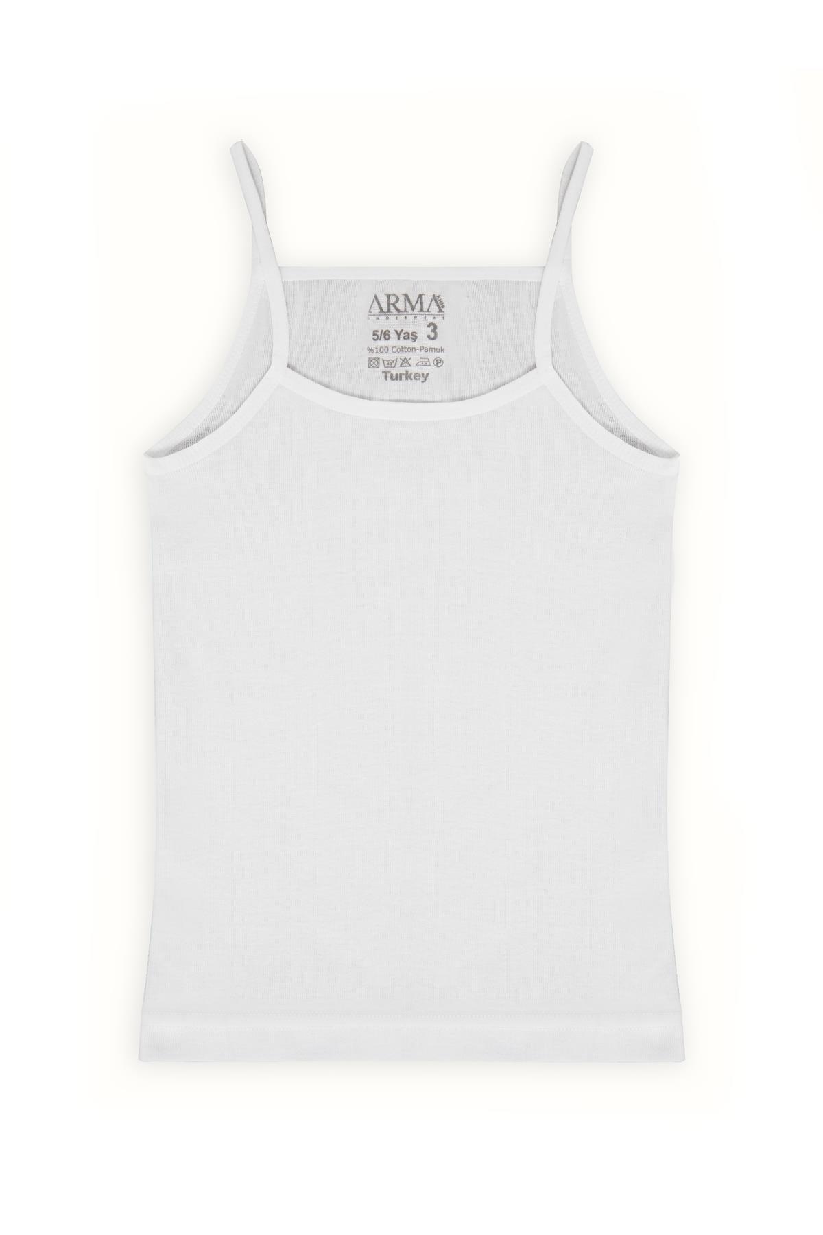 Pamuk Ribana Beyaz İp Askılı Kız Çocuk Atlet Arma Yıldız 7520 - Beyaz