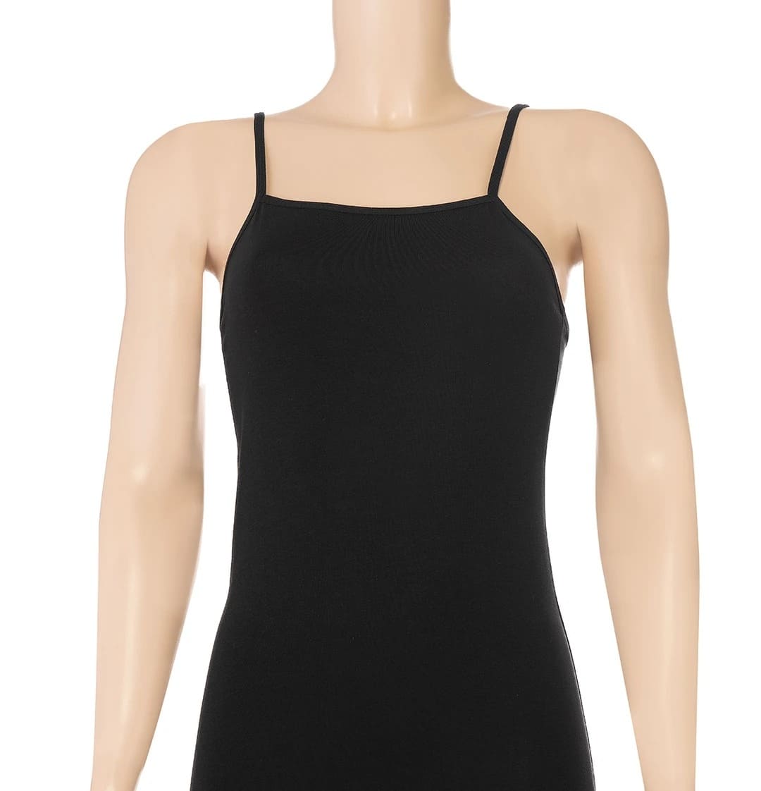 Likralı Pamuklu İp Askılı Kadın Atlet Yıldız 2231 - Siyah