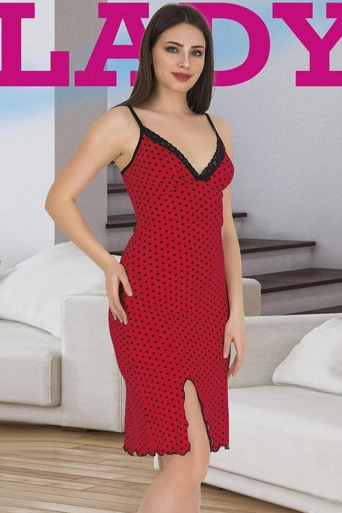 Lady İp Askılı Bordo Tunik Kadın Pijama Takımı Lady 6362