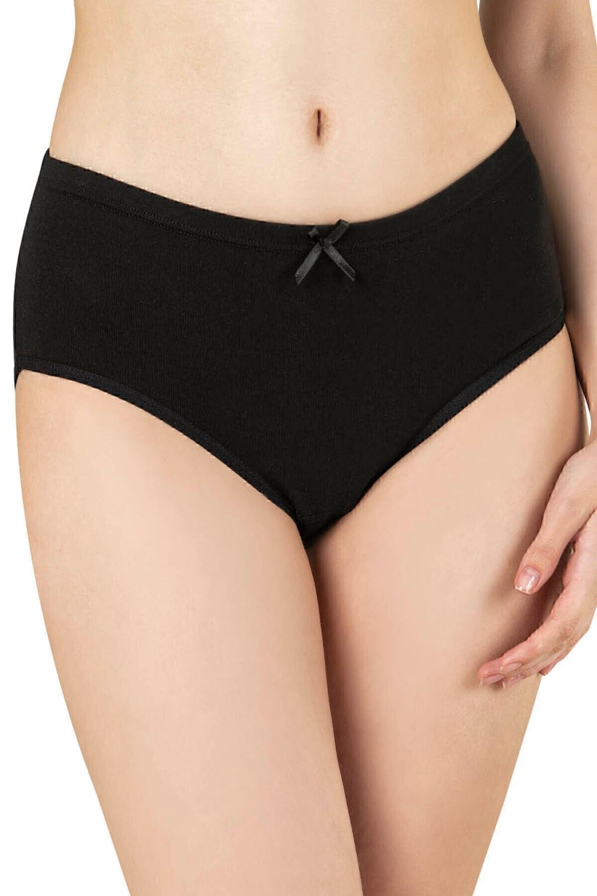 Pamuklu Esnek Yüksek Bel Bato Külot Özkan 0305 - Siyah