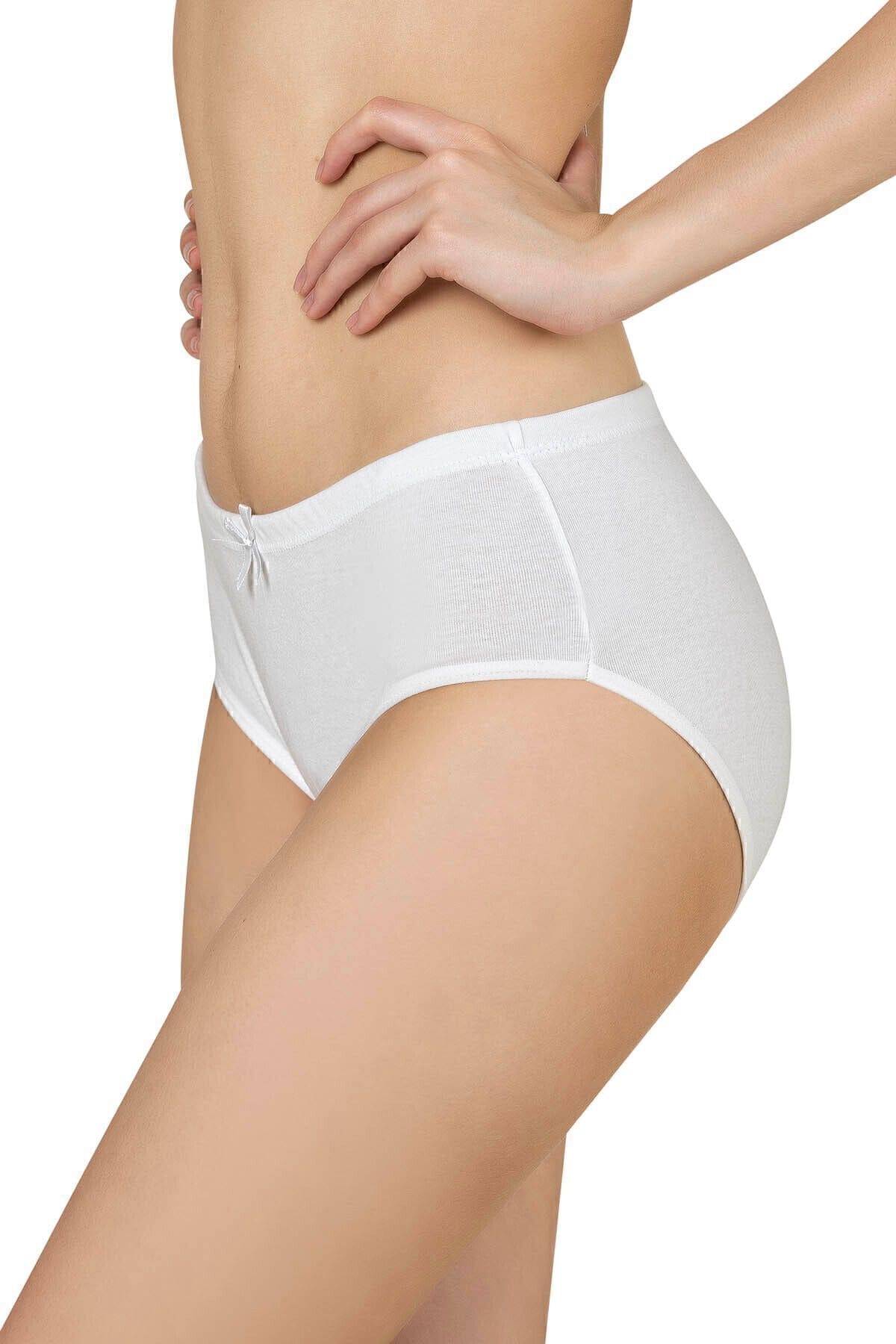 Pamuklu Esnek Yüksek Bel Bato Külot Özkan 0305 - Beyaz