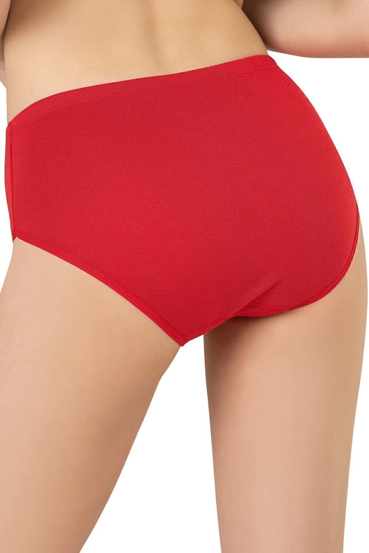 Pamuklu Esnek Yüksek Bel Bato Külot Özkan 0305 - Kırmızı