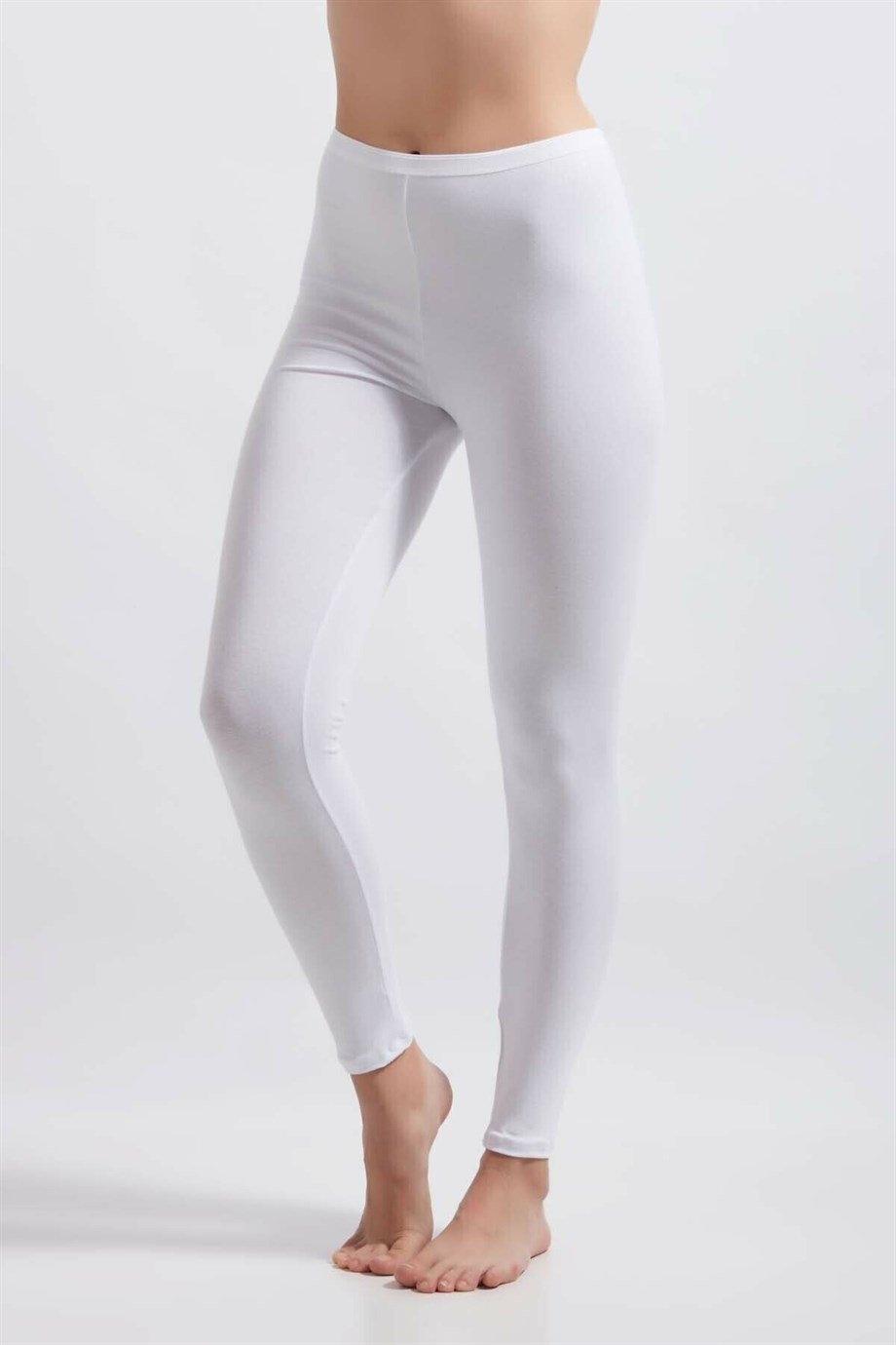 Yüksek Bel Pamuklu Esnek Tayt Arma Yıldız 3340 - Beyaz