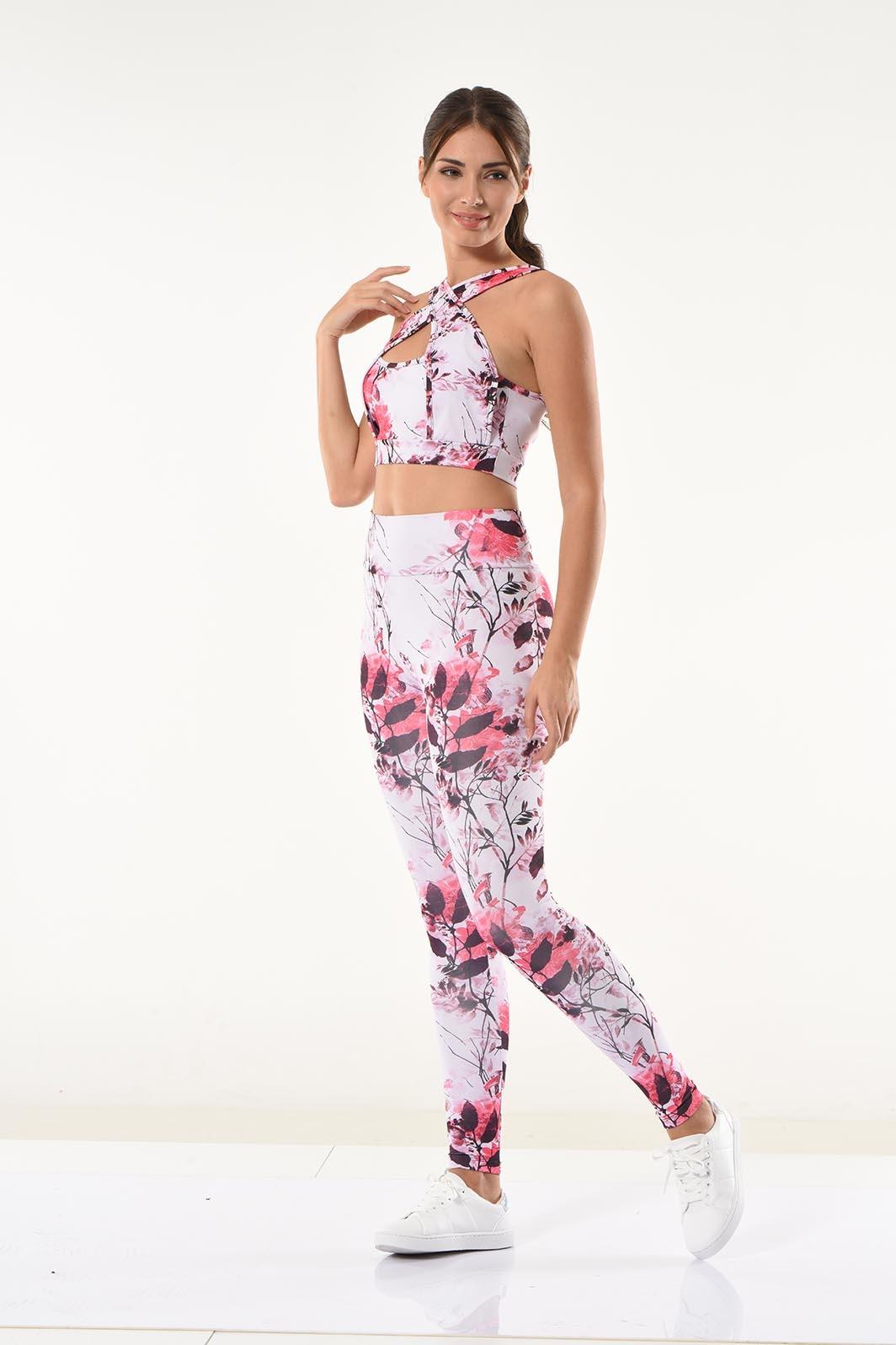 Derya Kurşun Yüksek Bel Çiçek Desenli Tayt Takım Derya 530