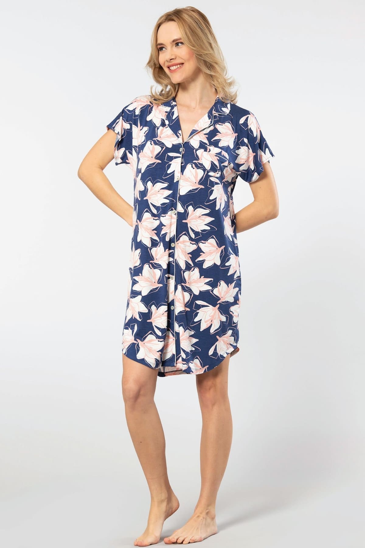 Viskon Elastan Kadın Gecelik Lacivert Türen 3607 - Lacivert