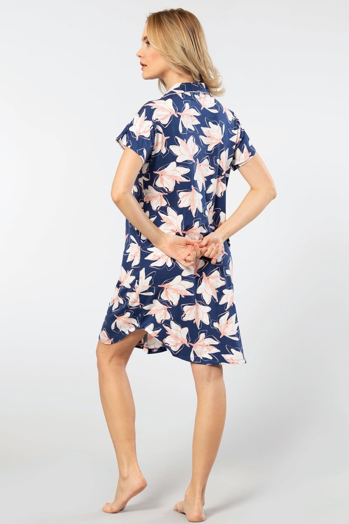 Viskon Elastan Kadın Gecelik Lacivert Türen 3607 - Lacivert