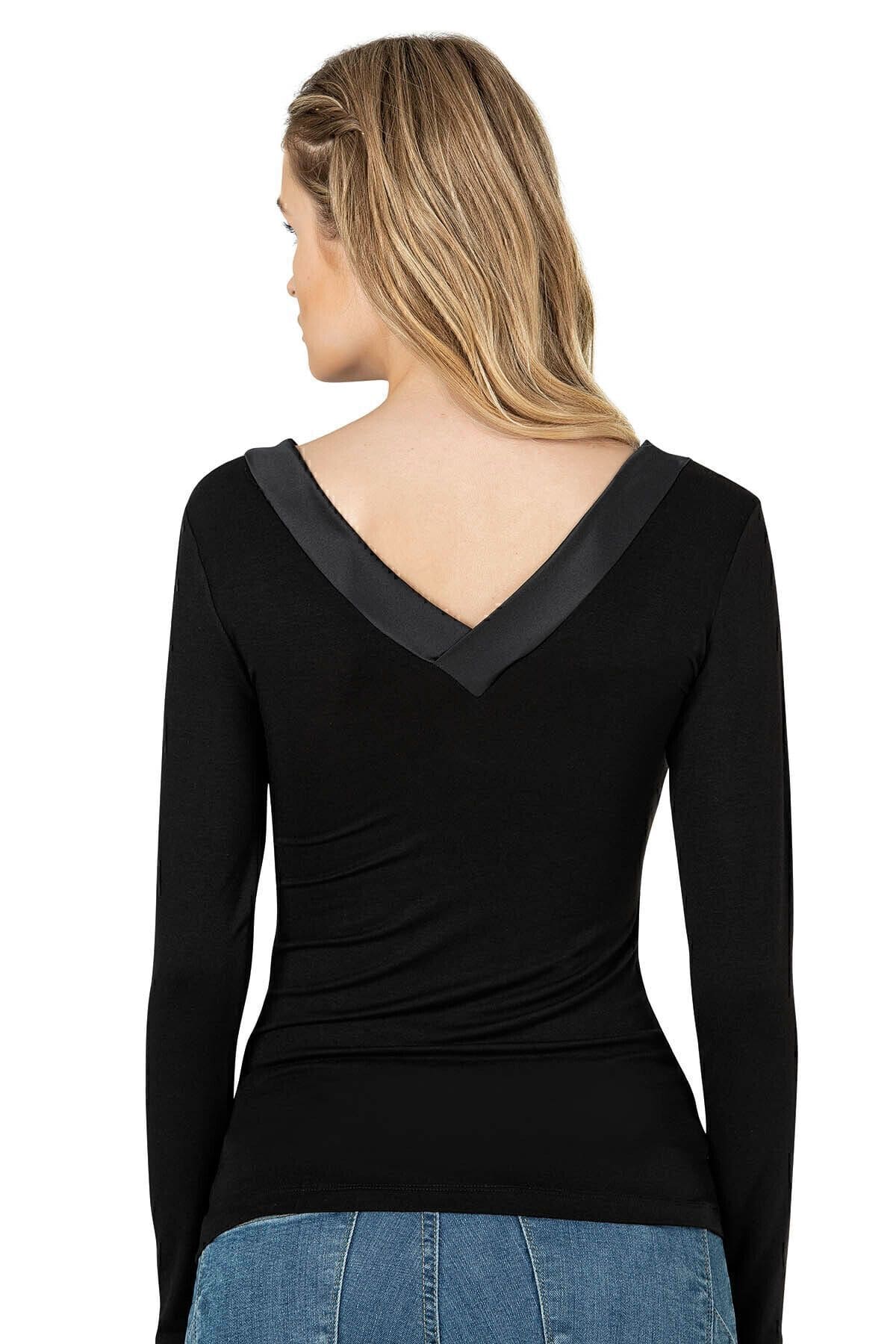 Esnek Rahat Uzun Kollu Bluz Özkan 26984 - Siyah