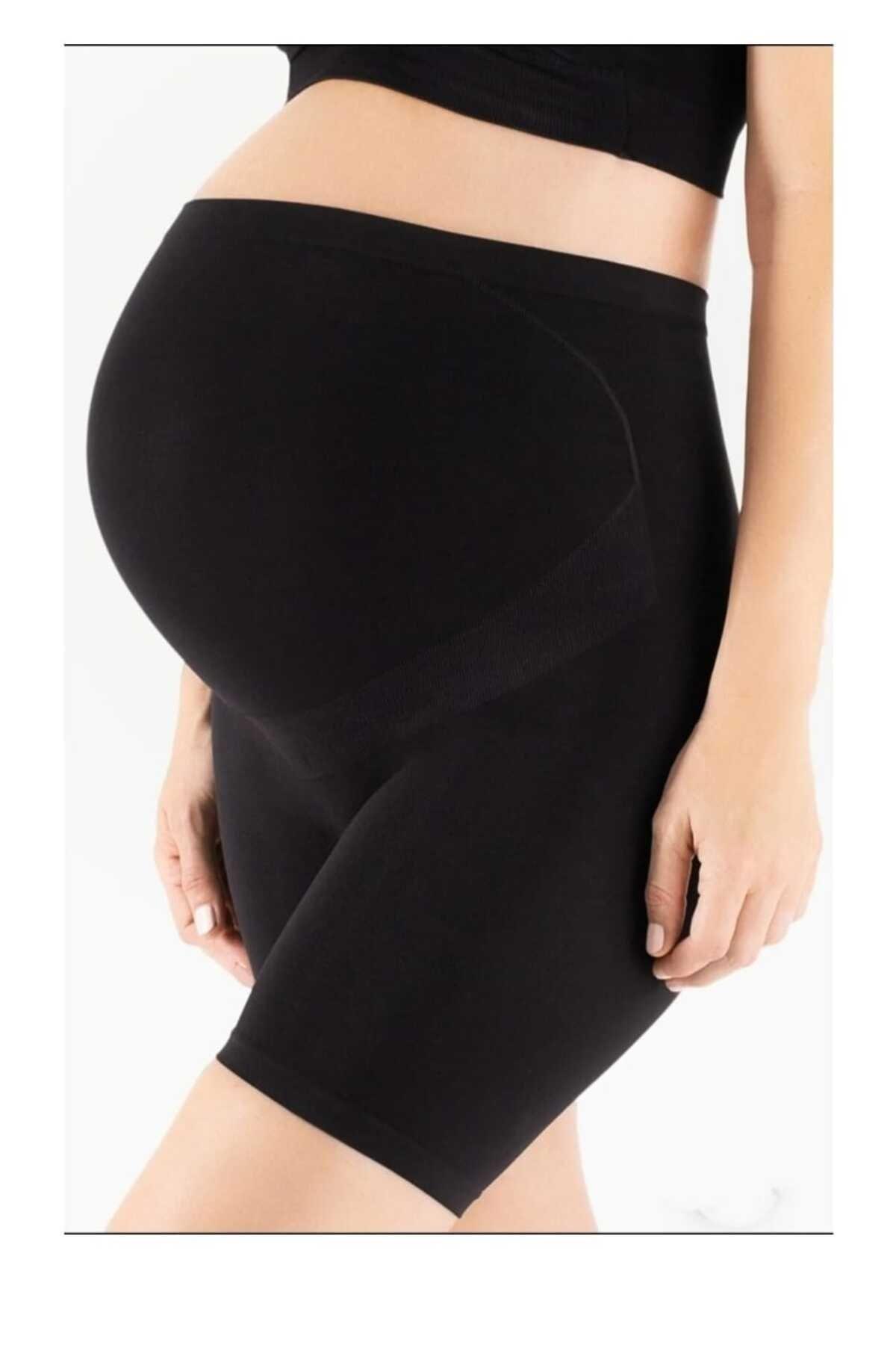 Geniş Karın Paneli Ayarlanabilir Hamile Tayt İMER 4343 - Siyah