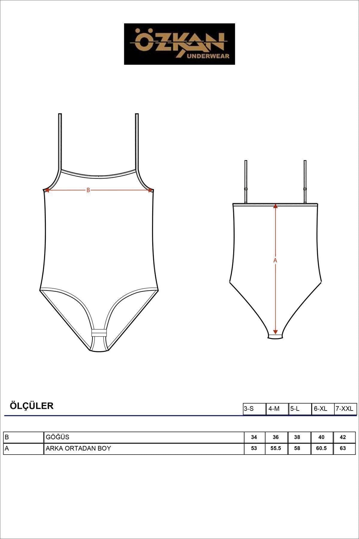 Pamuklu İnce Askılı Çıtçıtlı Body Özkan 0603 - Siyah