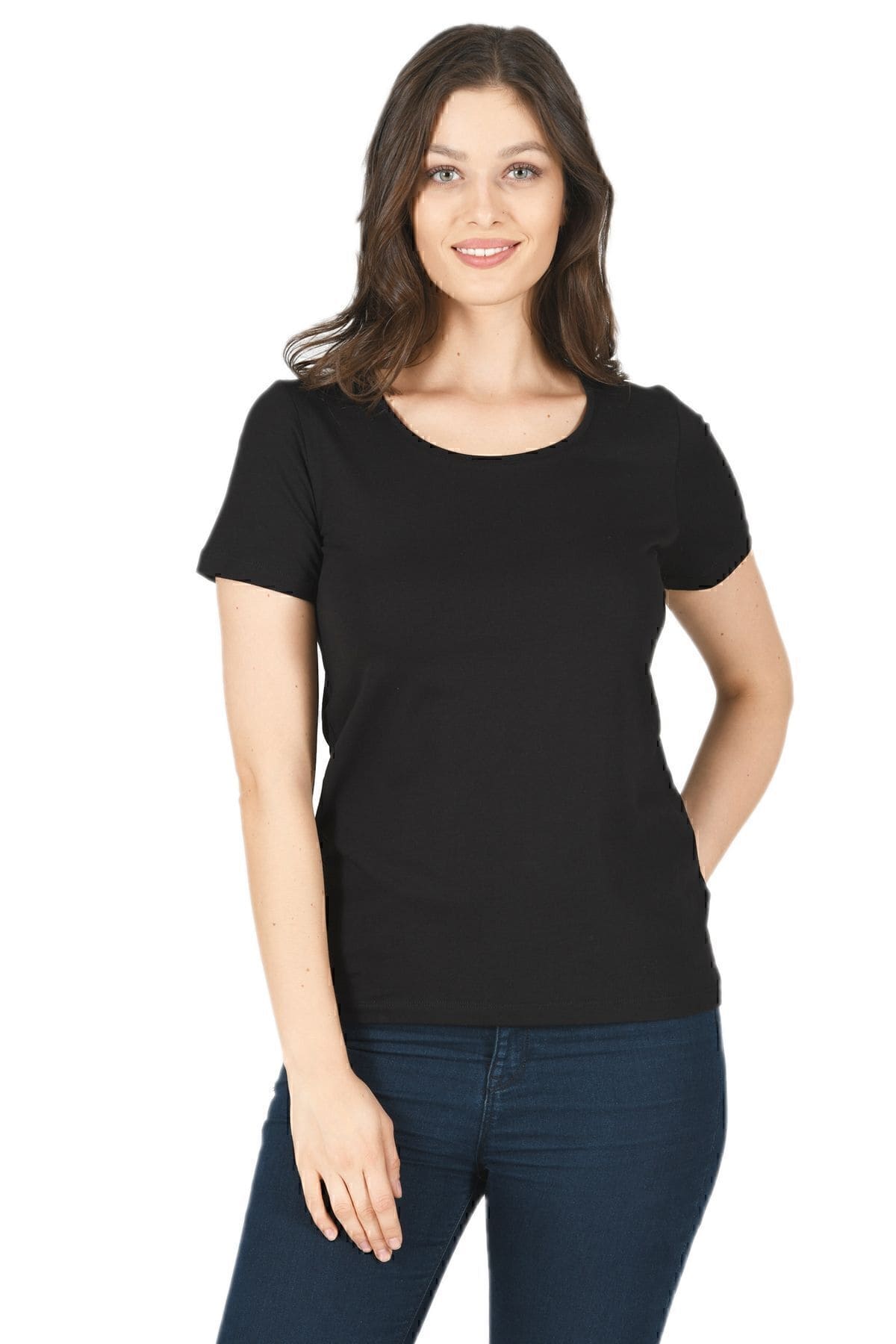 Pamuklu Esnek Kısa Kollu Fanila Kadın Özkan 25284 - Siyah