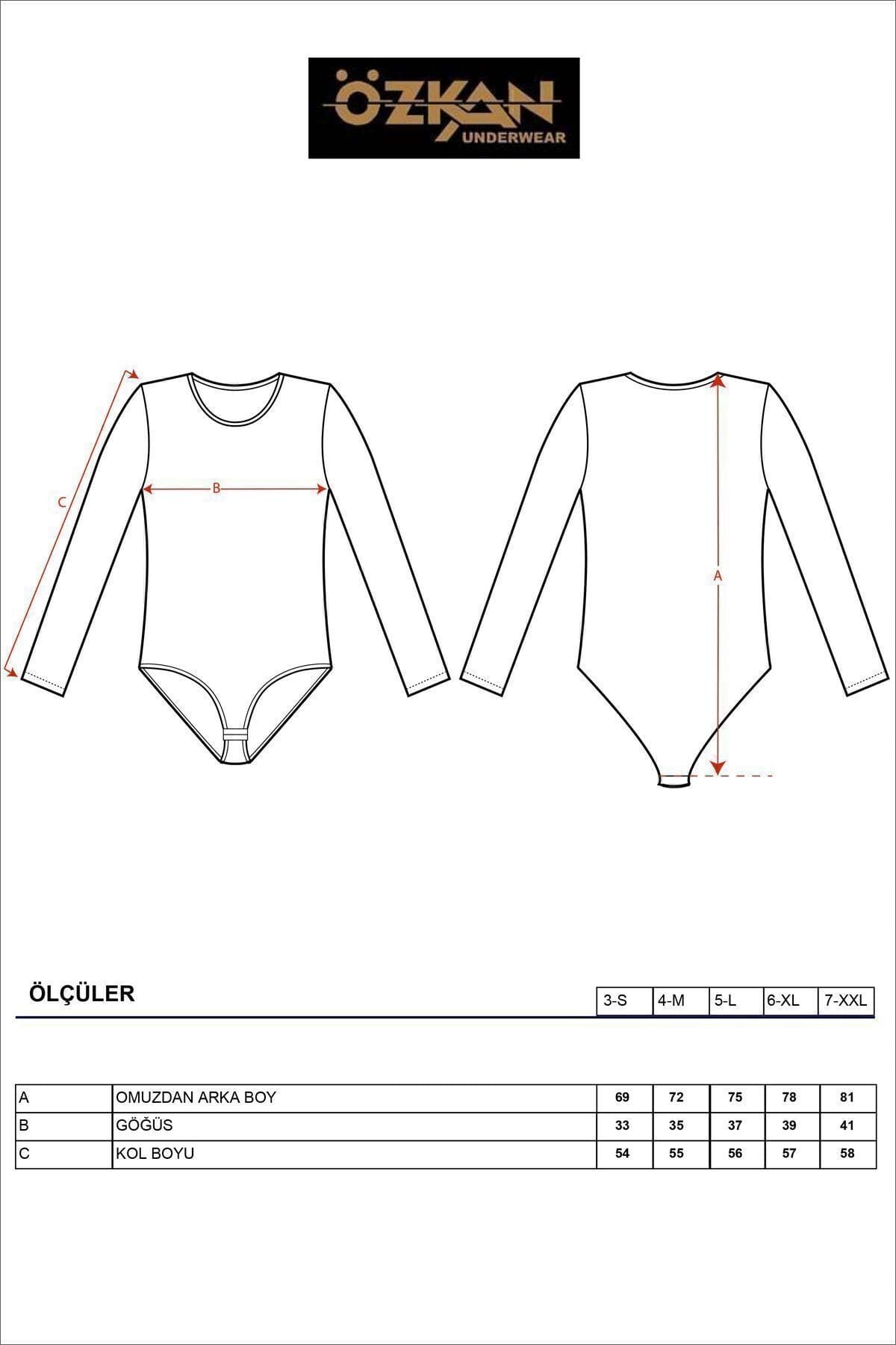 Pamuklu Likralı Uzun Kollu Yuvarlak Yaka Body Özkan 0600 - Beyaz
