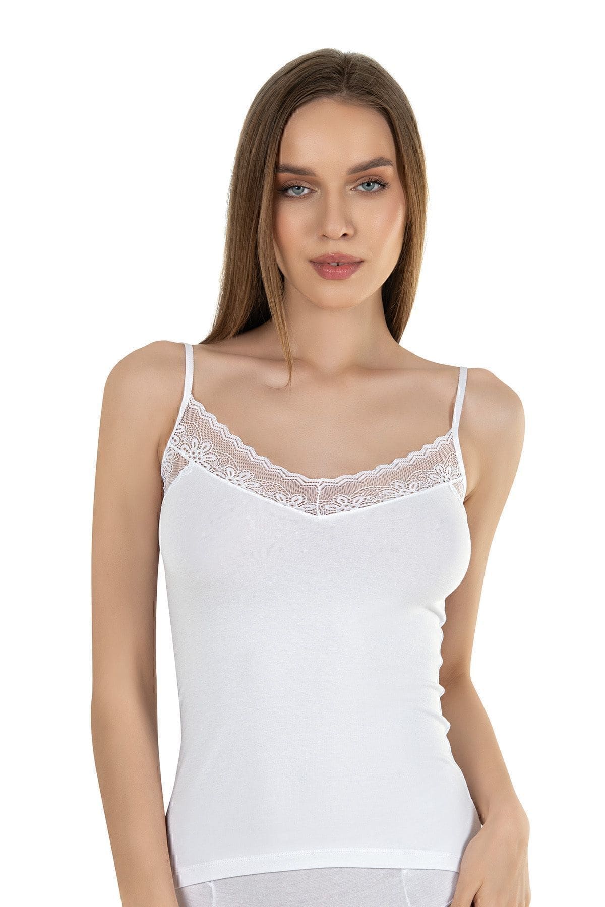 Özkan Pamuklu Dantel Detaylı İnce Askılı Atlet Özkan 26849