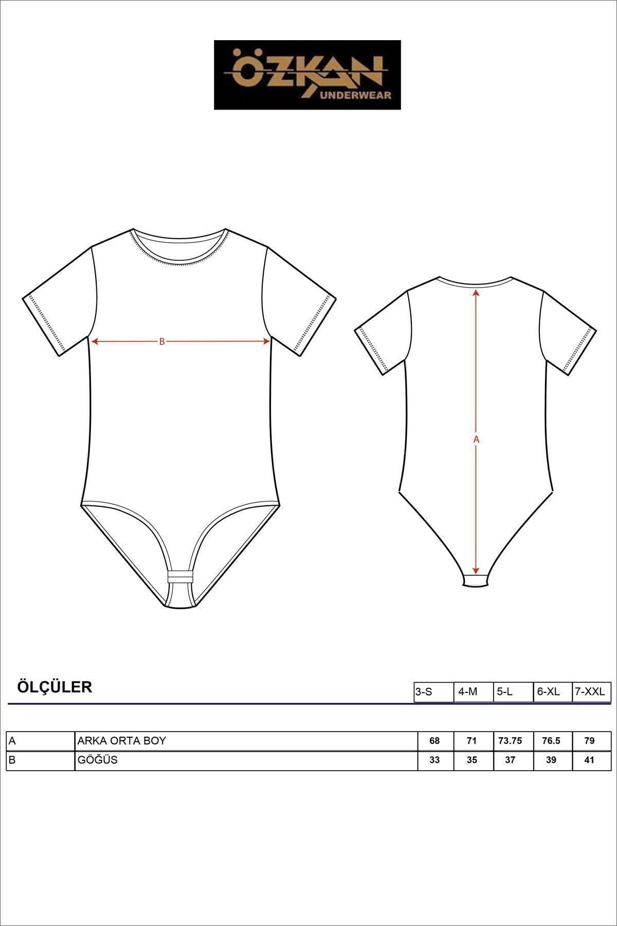 Pamuklu Esnek Kısa Kollu Body Beyaz Özkan 0601 - Siyah