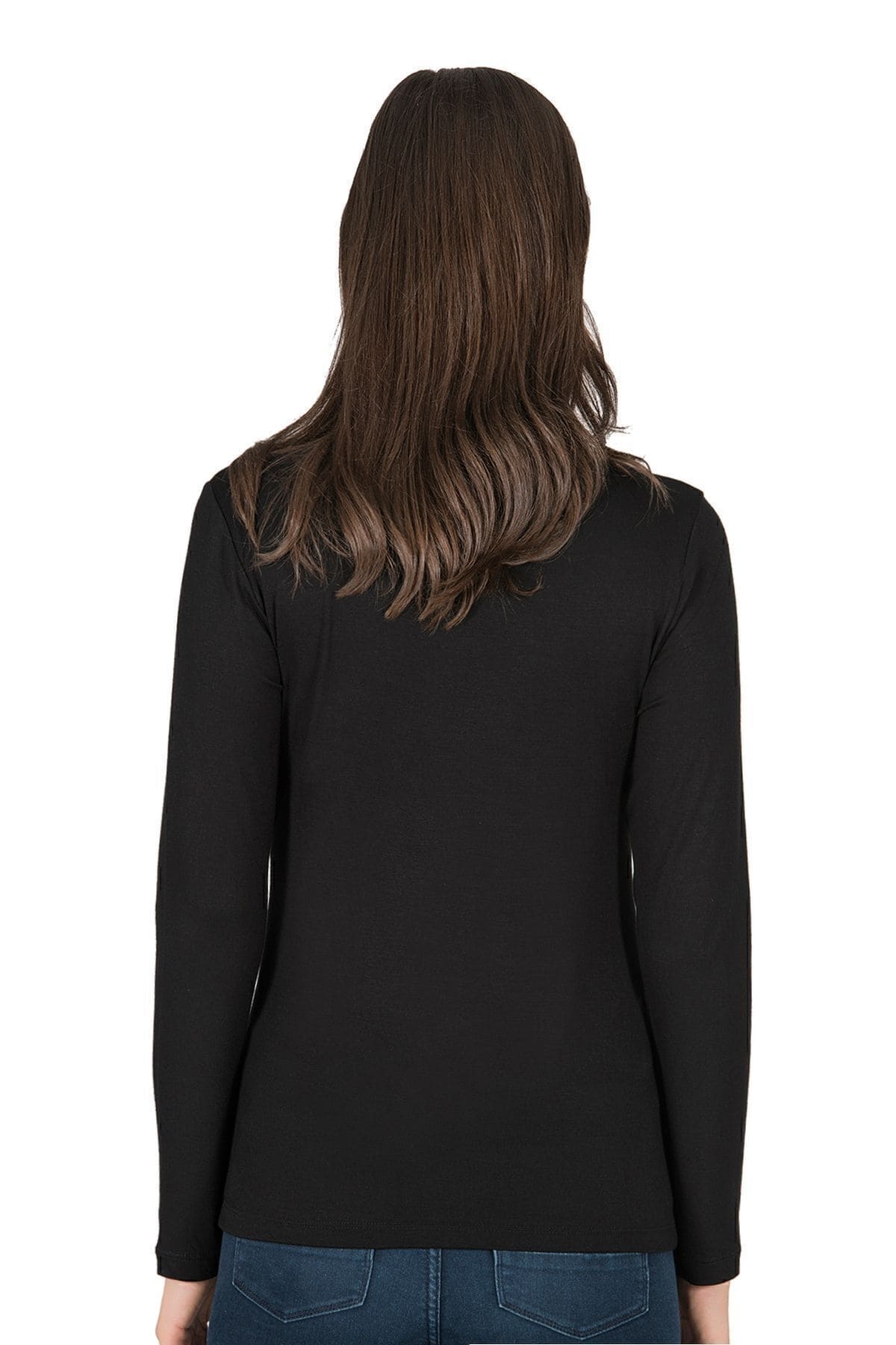 Yüksek pamuk oranlı Uzun Kollu Bluz Özkan 7124 - Siyah