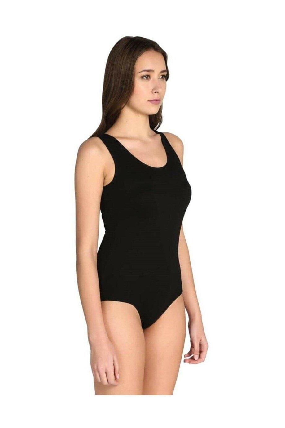 Siyah Likralı Tek Parça Çıtçıtlı Body Arma Yıldız 3338 - Siyah